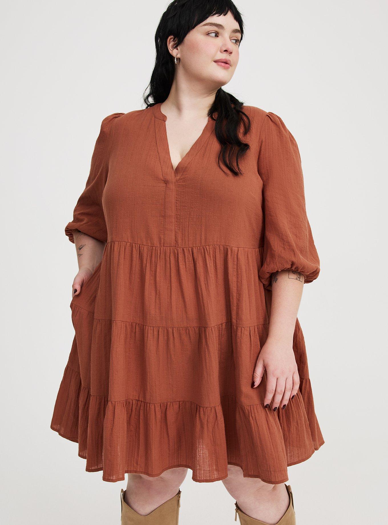 Y-Neck Tiered Mini Dress
