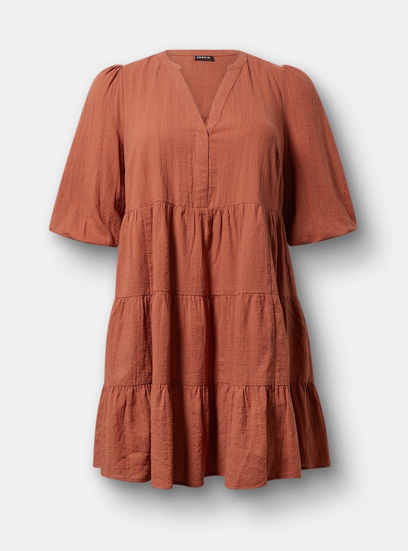Y-Neck Tiered Mini Dress