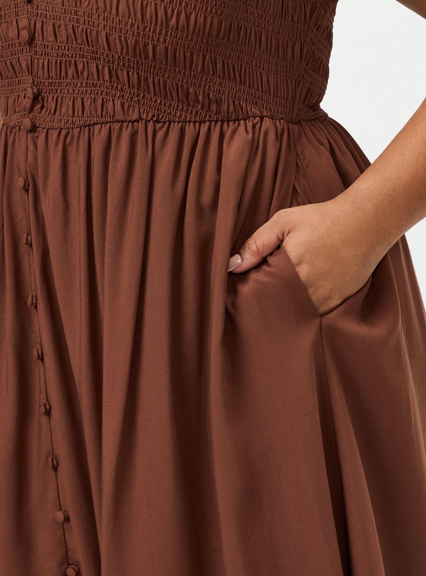 Plus Size Ruffle-Sleeve Tiered Midi Dress, CAPPUCCINO, alternate