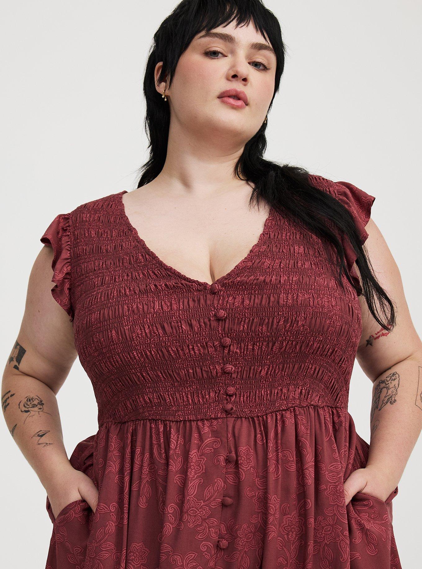Midi Ruffle-Sleeve Tiered Dress