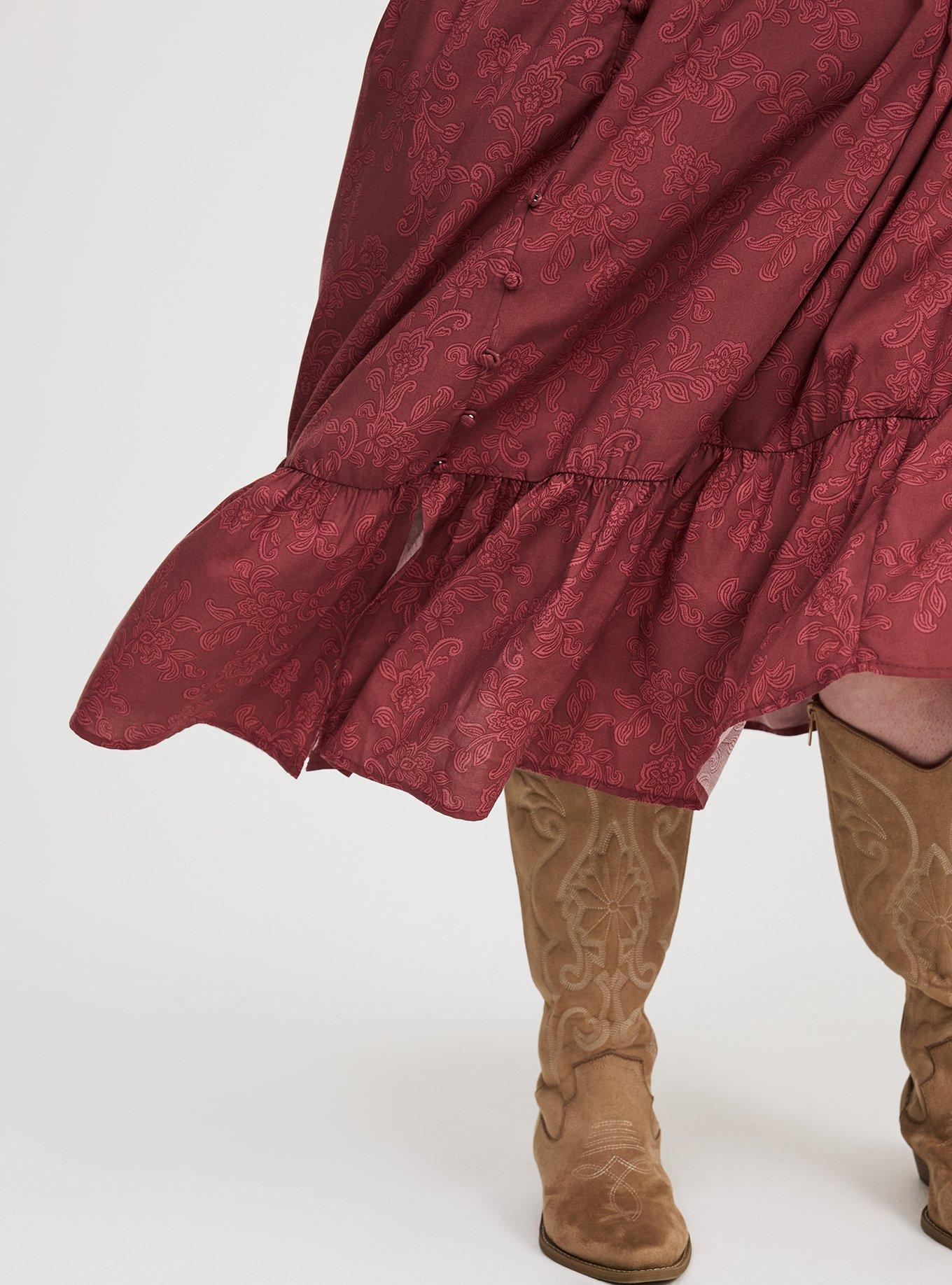 Midi Ruffle-Sleeve Tiered Dress