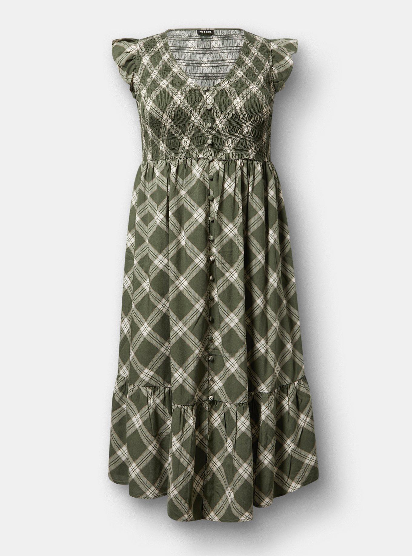 Midi Ruffle-Sleeve Tiered Dress