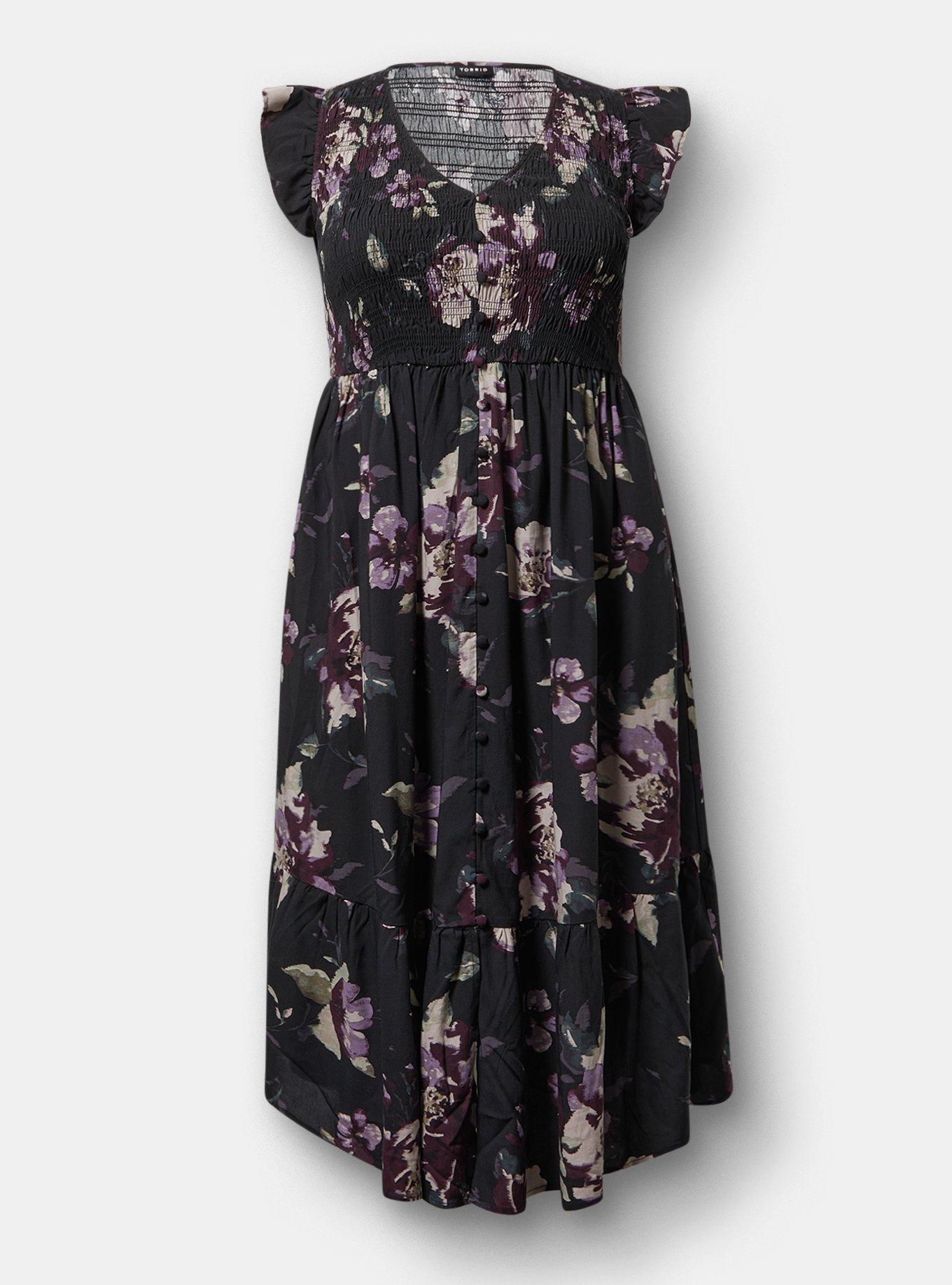 Midi Ruffle-Sleeve Tiered Dress