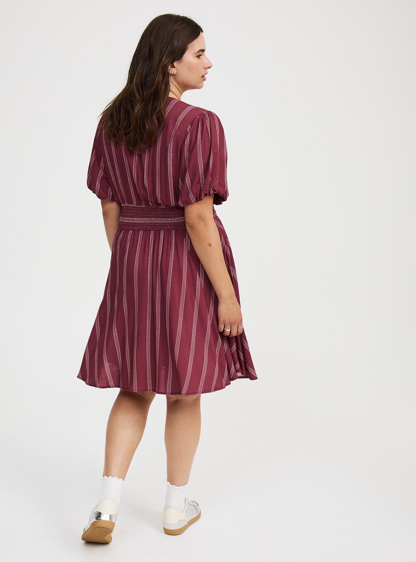 Mini Bubble-Sleeve Button-Up Dress