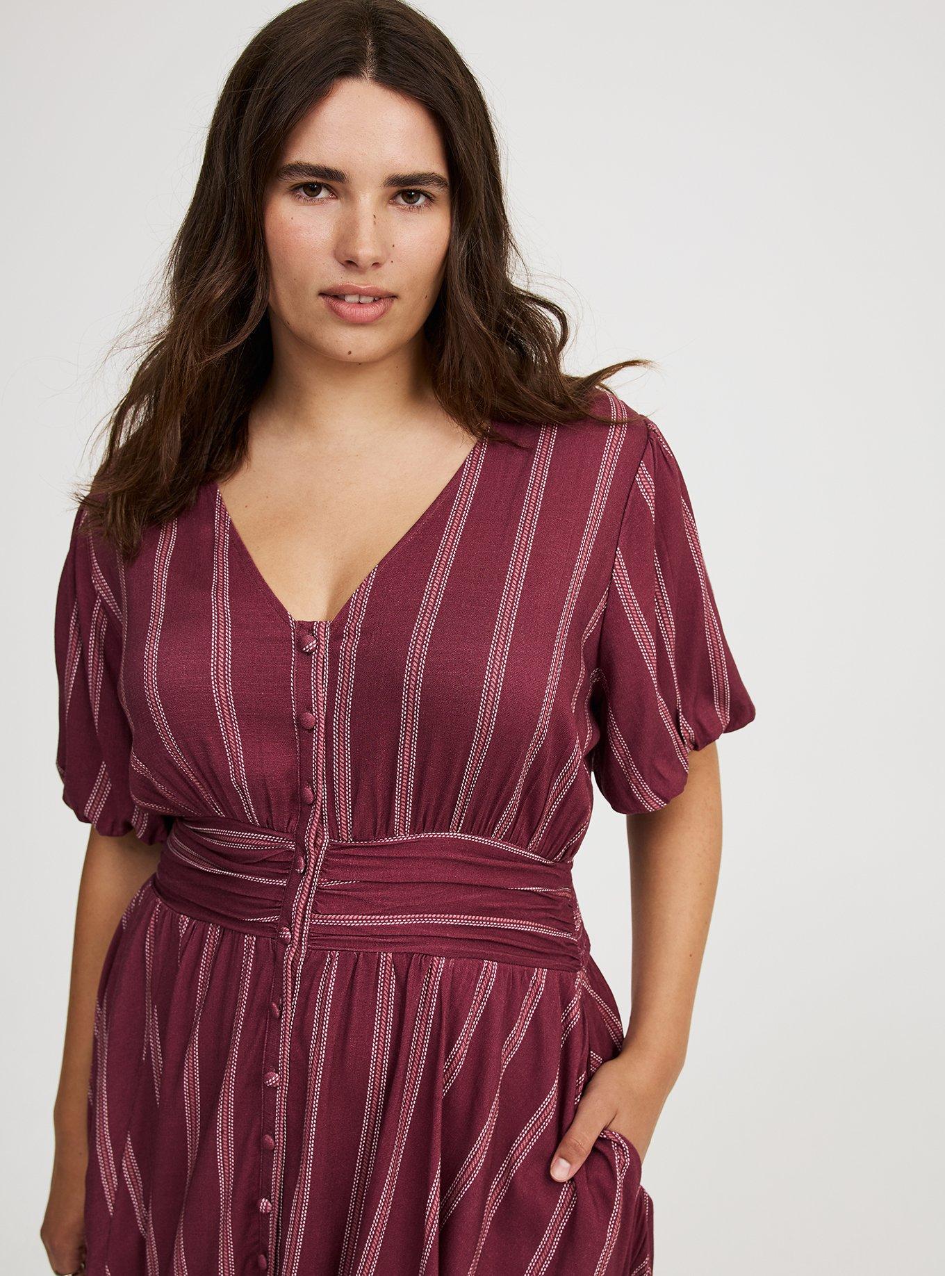 Mini Bubble-Sleeve Button-Up Dress