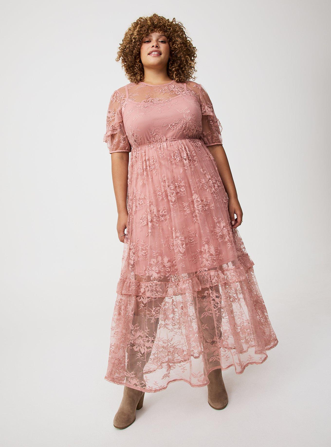 Lace Puff Sleeve Maxi Dress