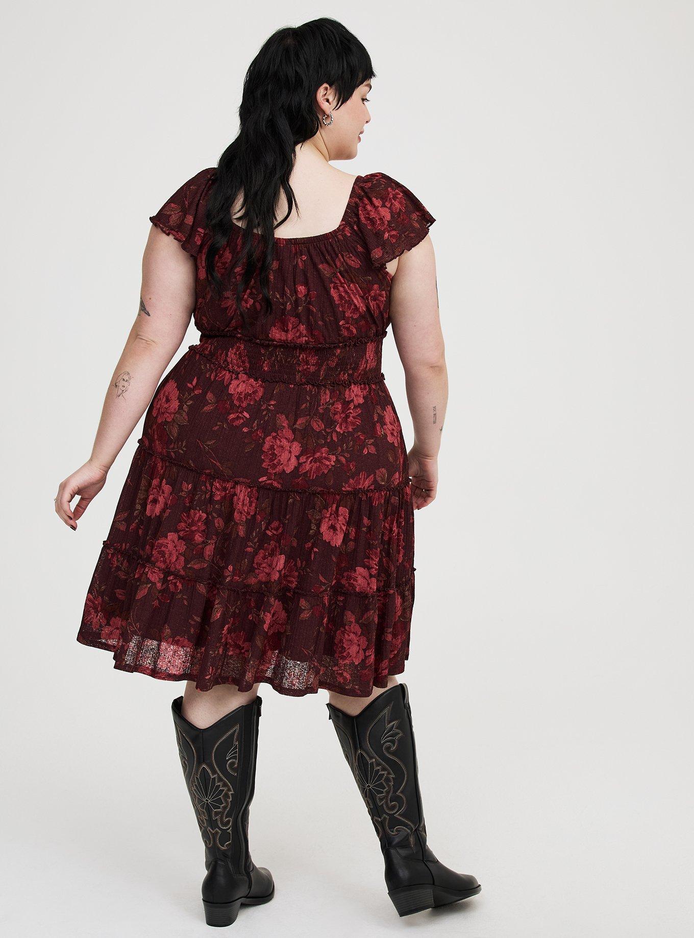 Mini Flutter-Sleeve Tiered Dress