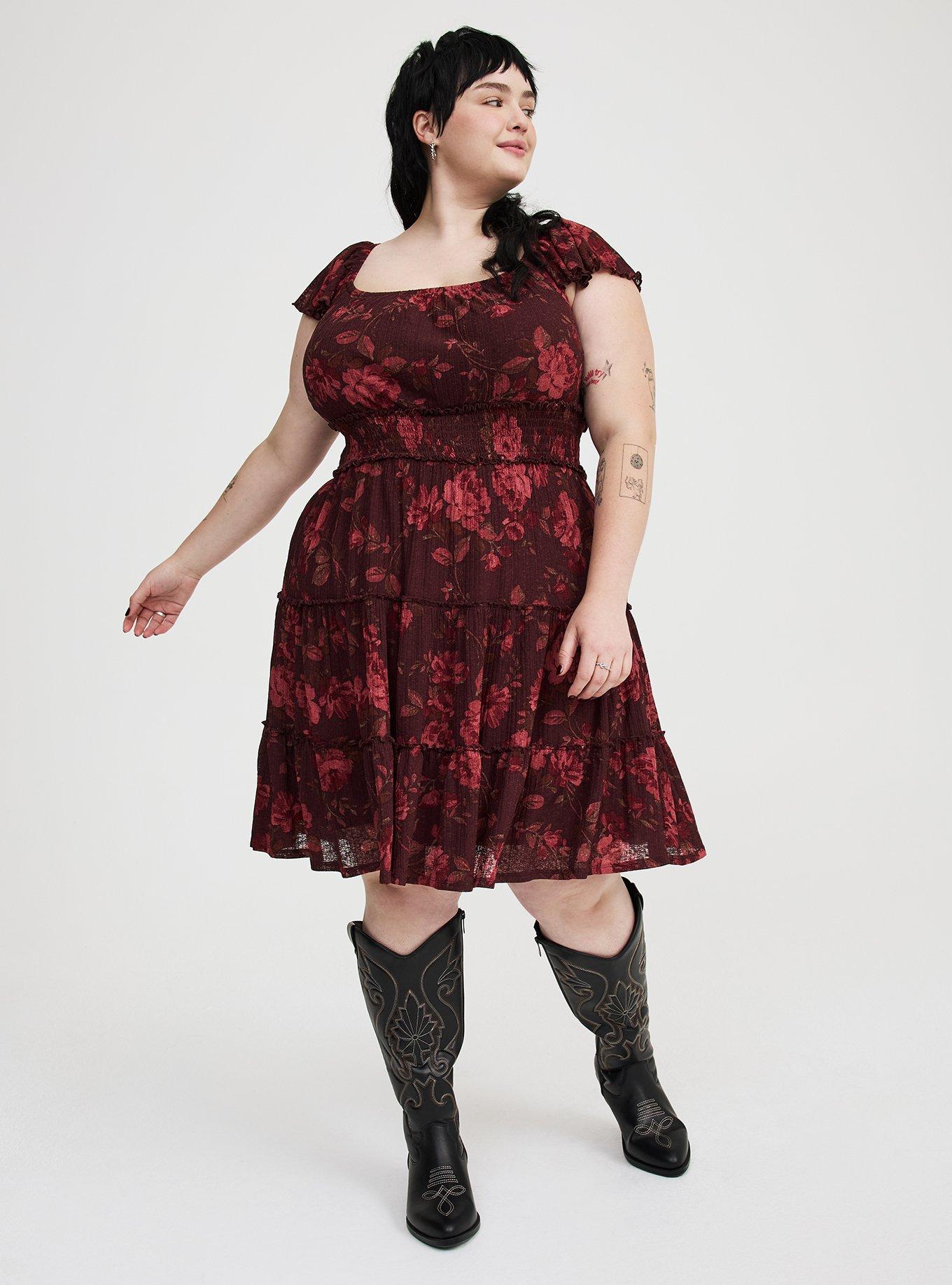 Mini Flutter-Sleeve Tiered Dress