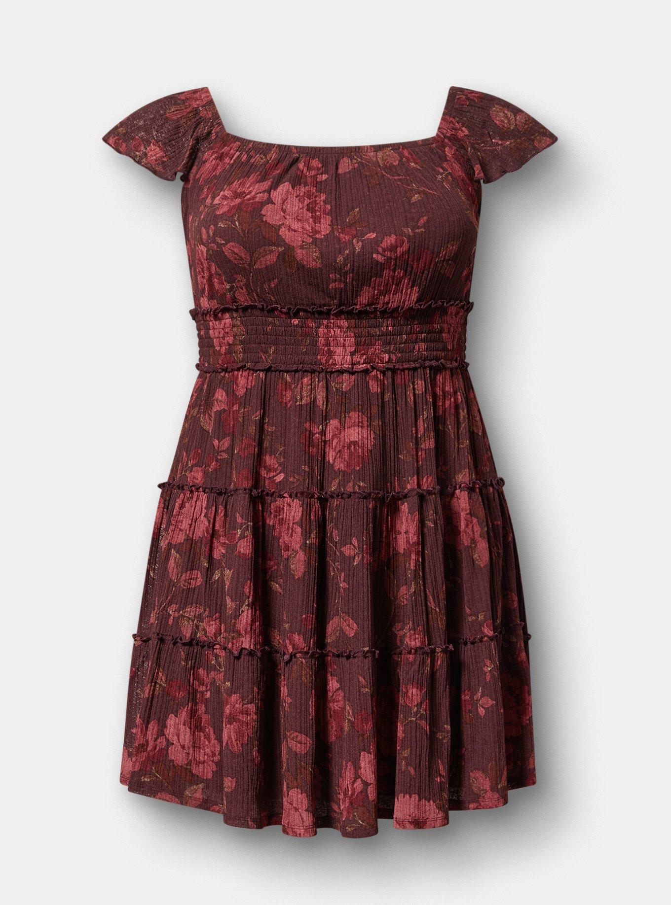 Mini Flutter-Sleeve Tiered Dress