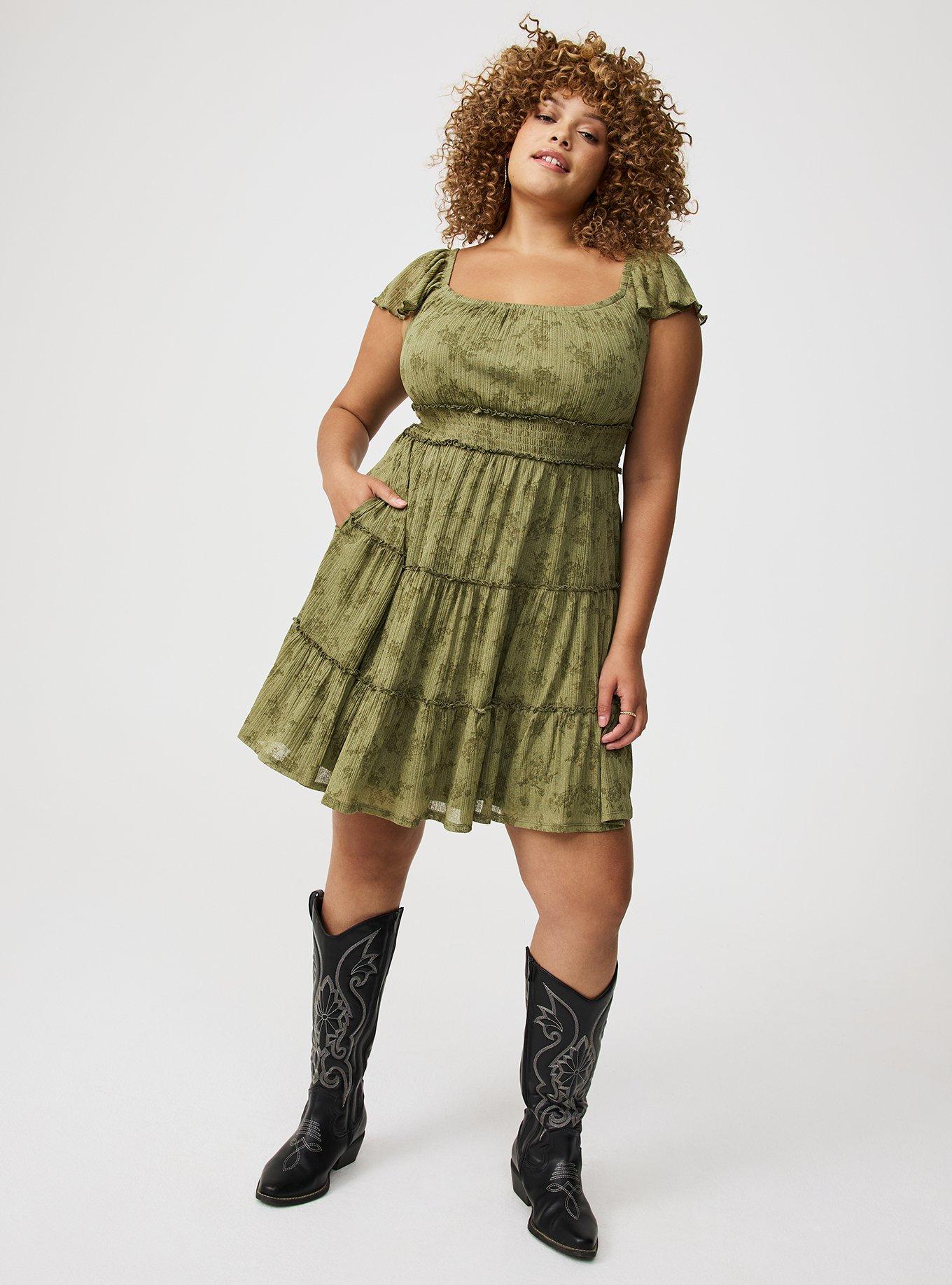 Mini Flutter-Sleeve Tiered Dress
