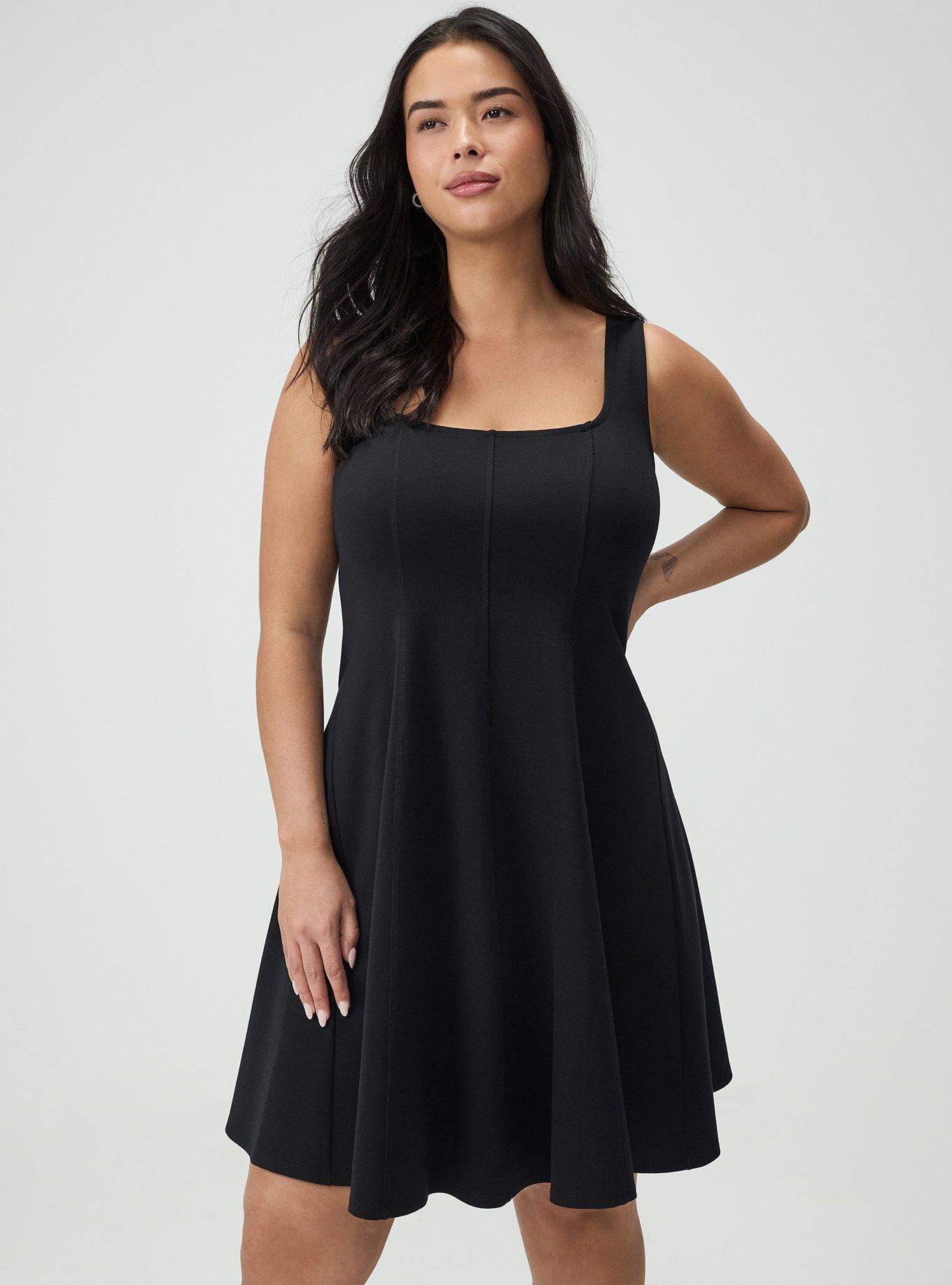 Square Neck Tank Mini Dress, DEEP BLACK, hi-res