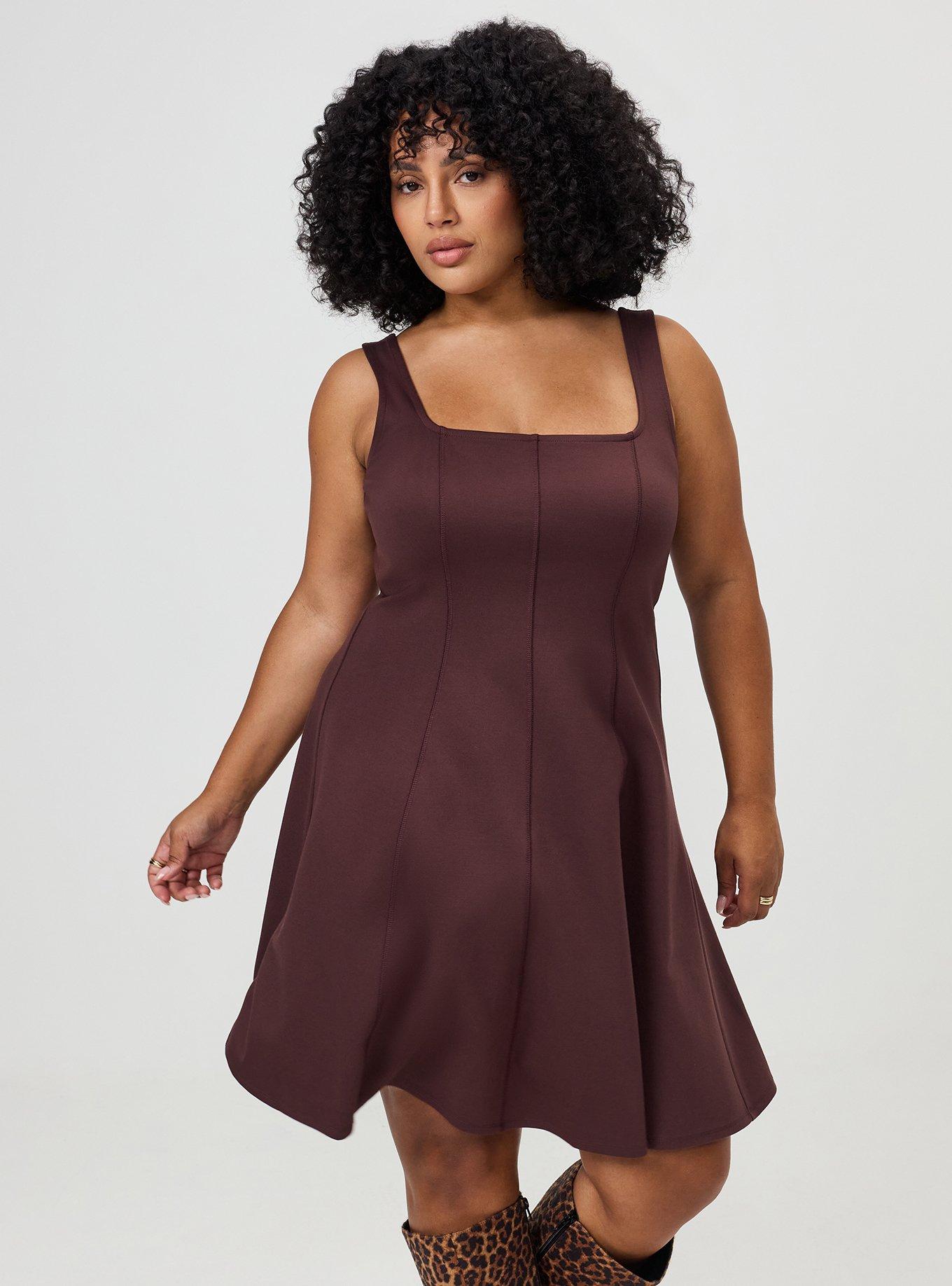 Square Neck Tank Mini Dress, PUCE, alternate