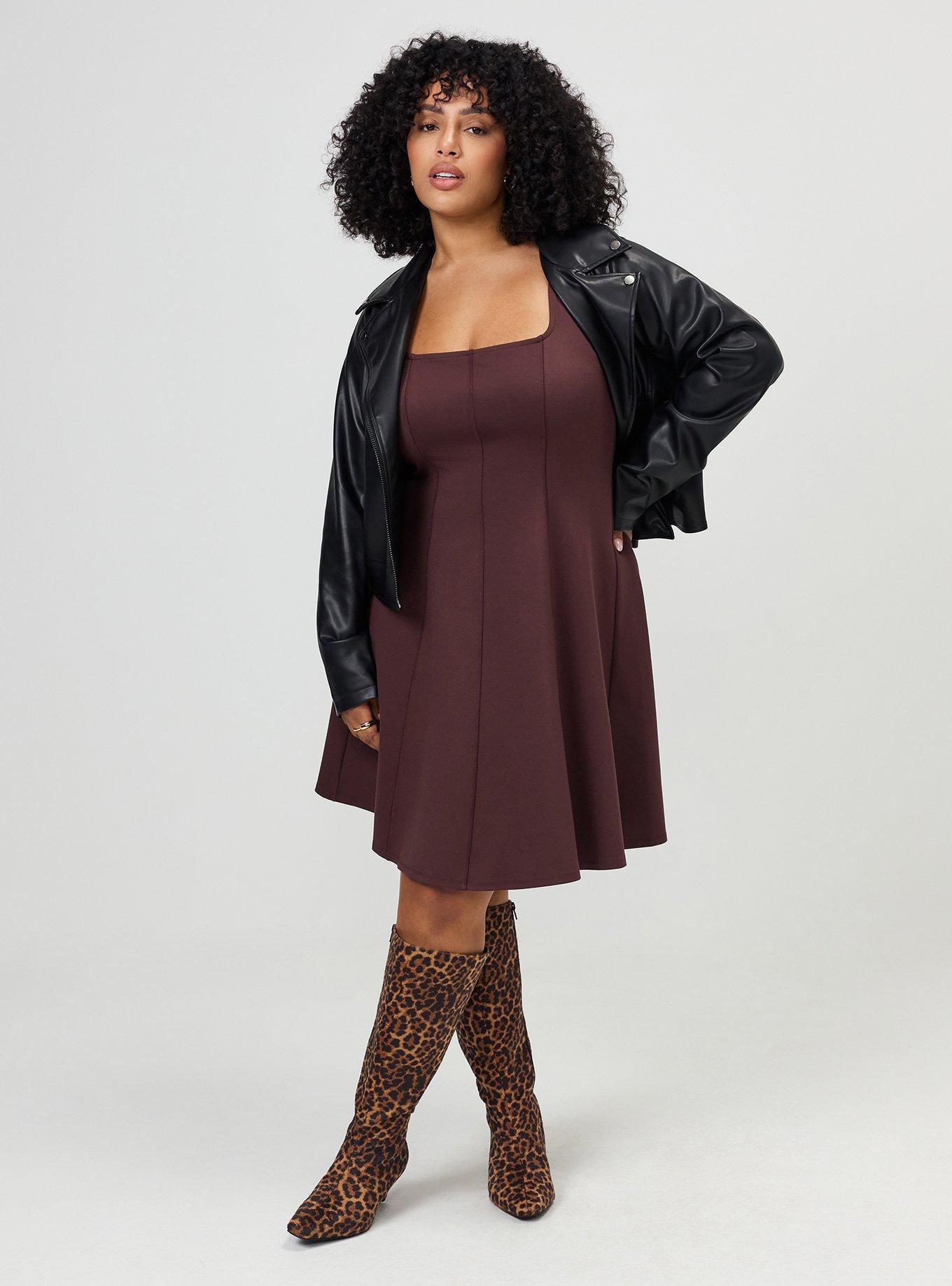 Square Neck Tank Mini Dress, PUCE, alternate