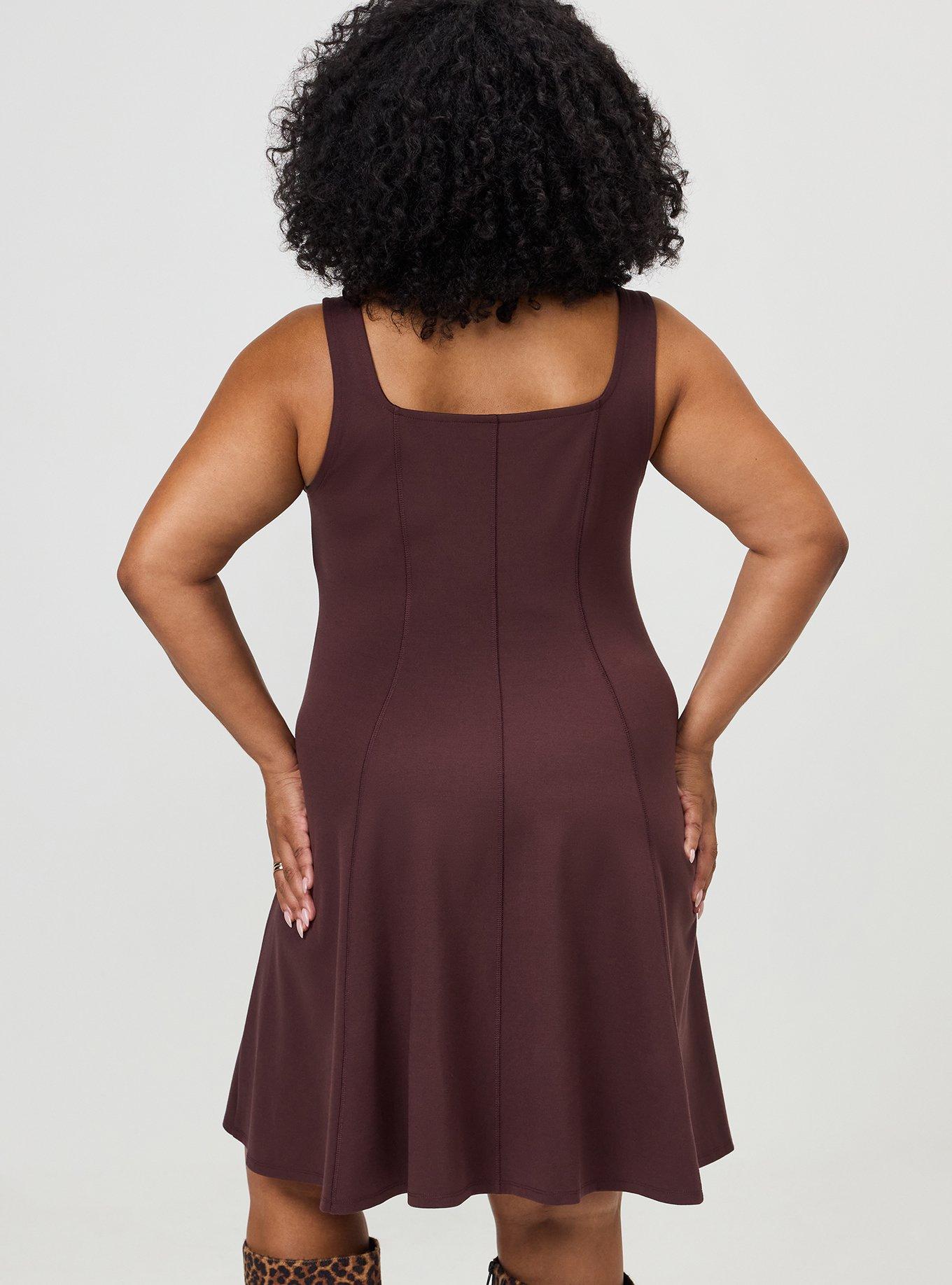Square Neck Tank Mini Dress, PUCE, alternate