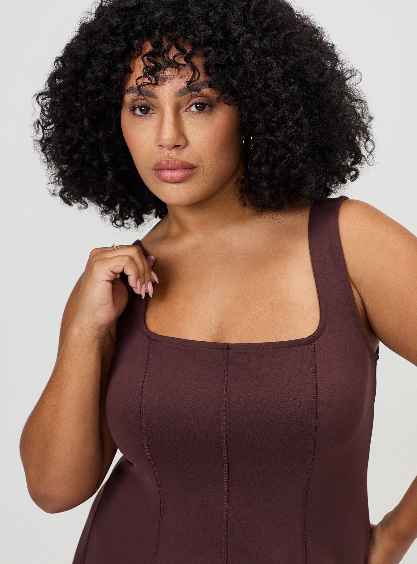 Square Neck Tank Mini Dress, PUCE, alternate