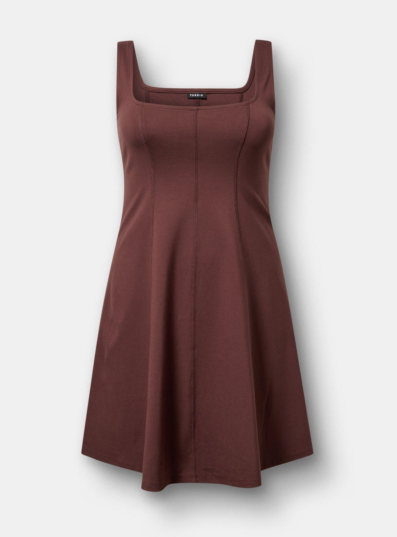 Square Neck Tank Mini Dress, PUCE, flat