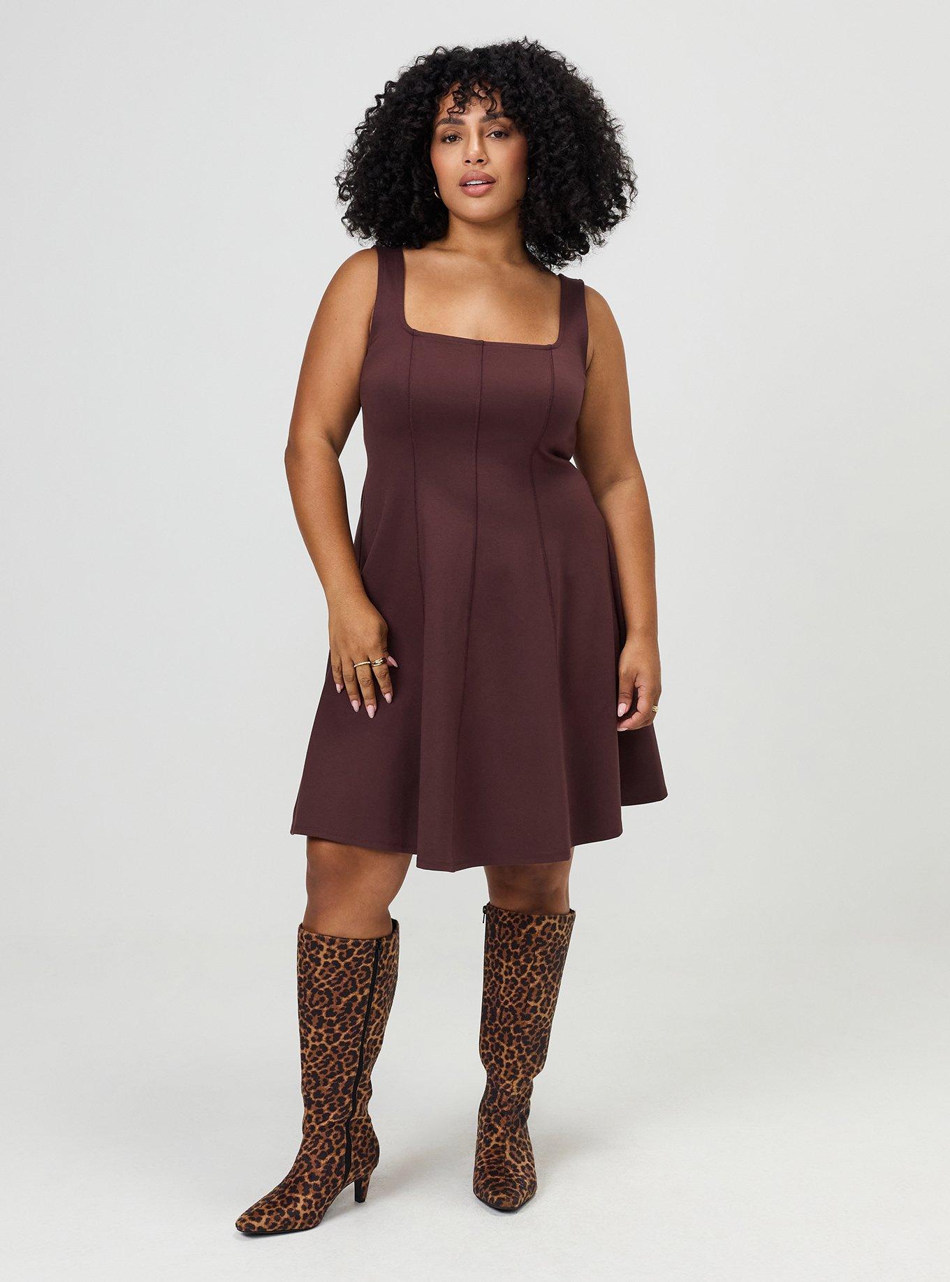 Square Neck Tank Mini Dress, PUCE, hi-res