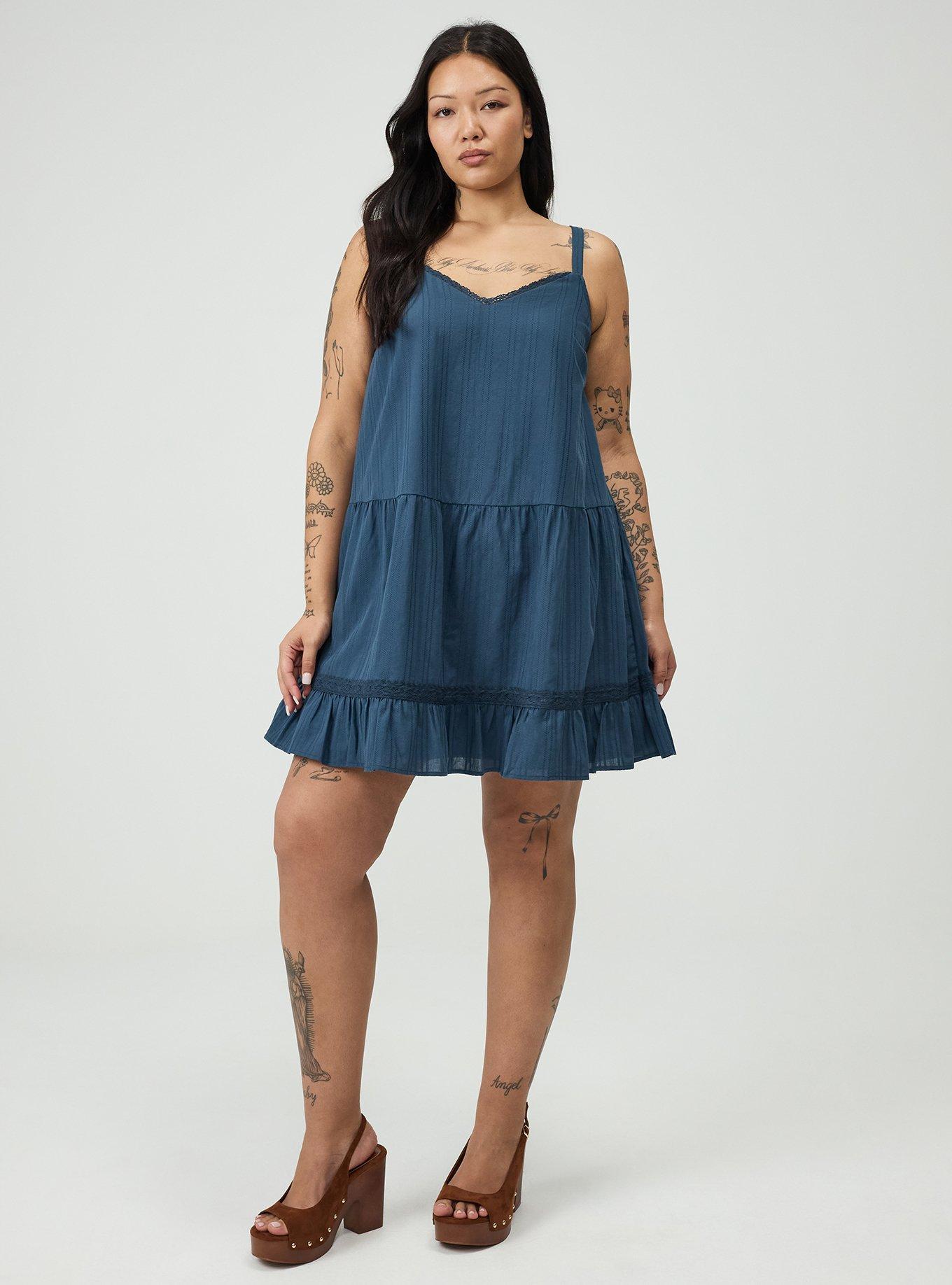 Drop-Waist Lace-Trim Mini Dress, MIDNIGHT NAVY, hi-res