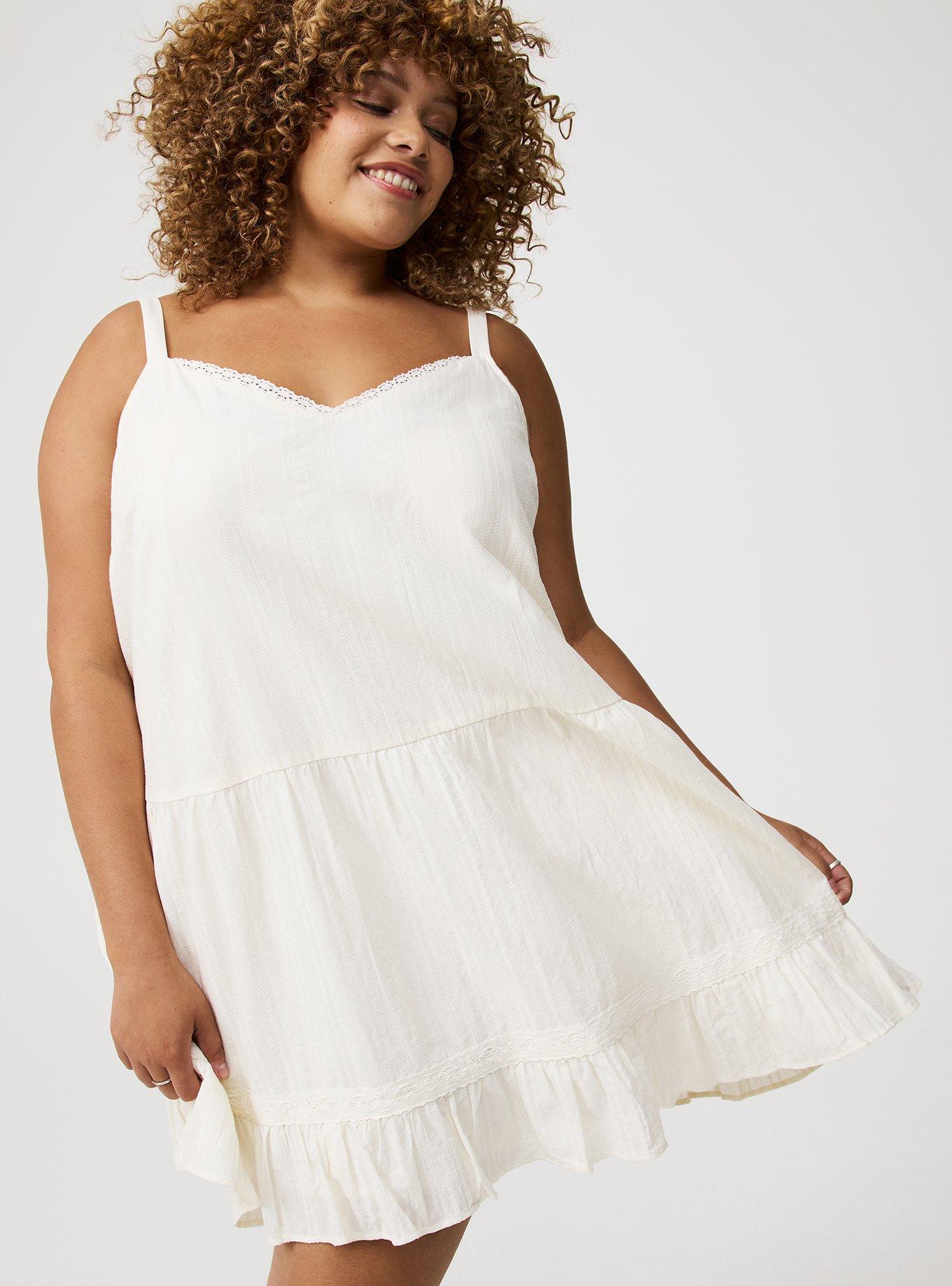 Mini Drop-Waist Lace-Trim Dress