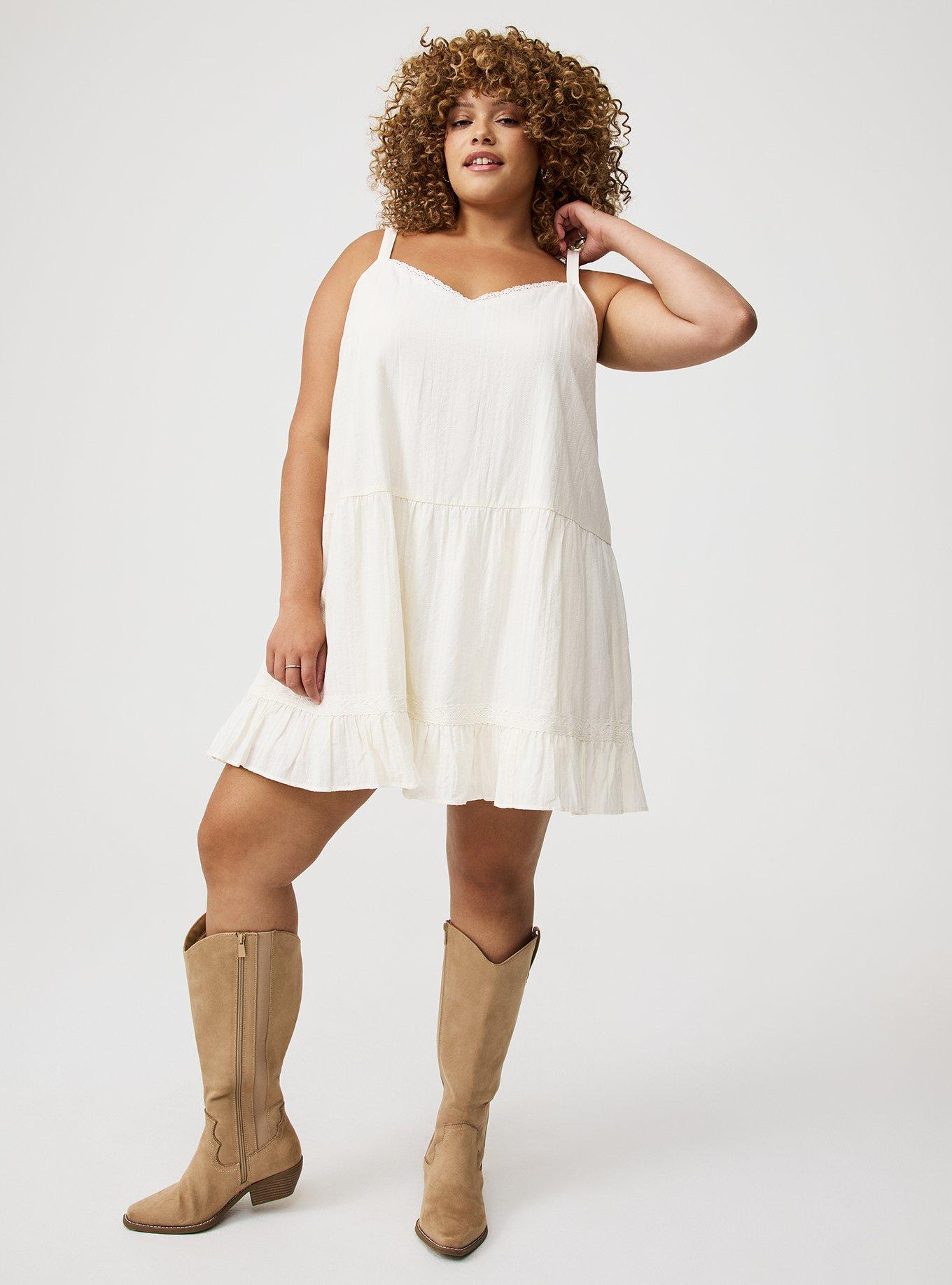 Mini Drop-Waist Lace-Trim Dress