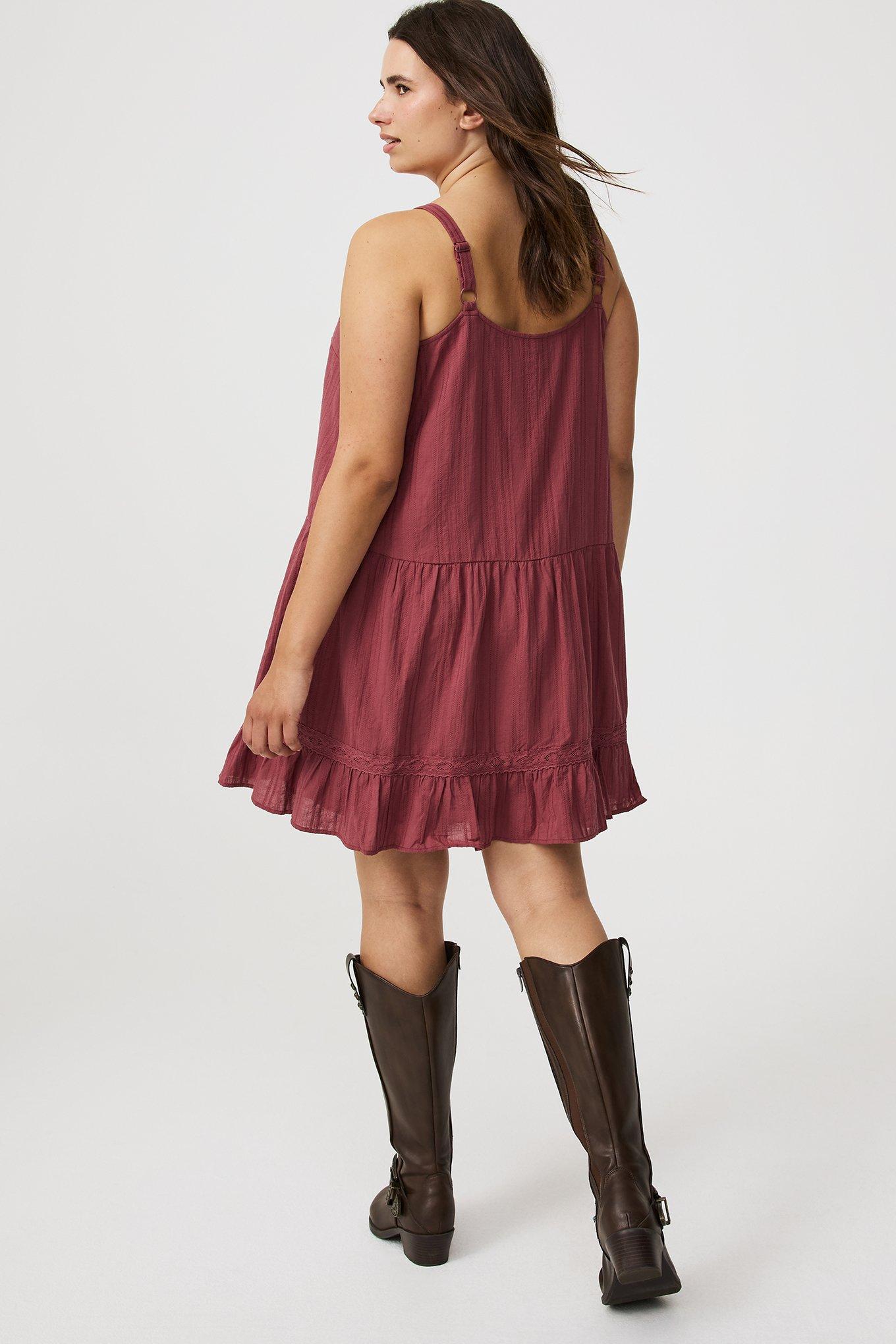Mini Drop-Waist Lace-Trim Dress