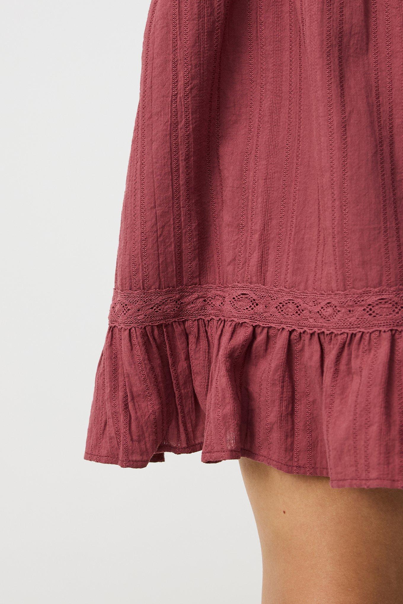 Mini Drop-Waist Lace-Trim Dress