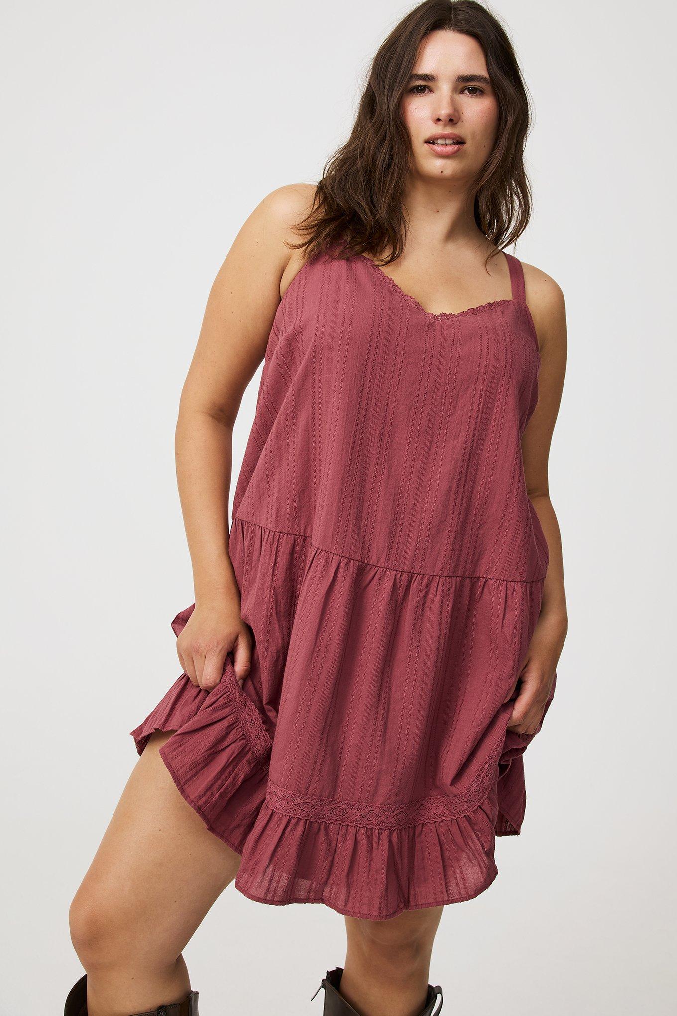 Mini Drop-Waist Lace-Trim Dress