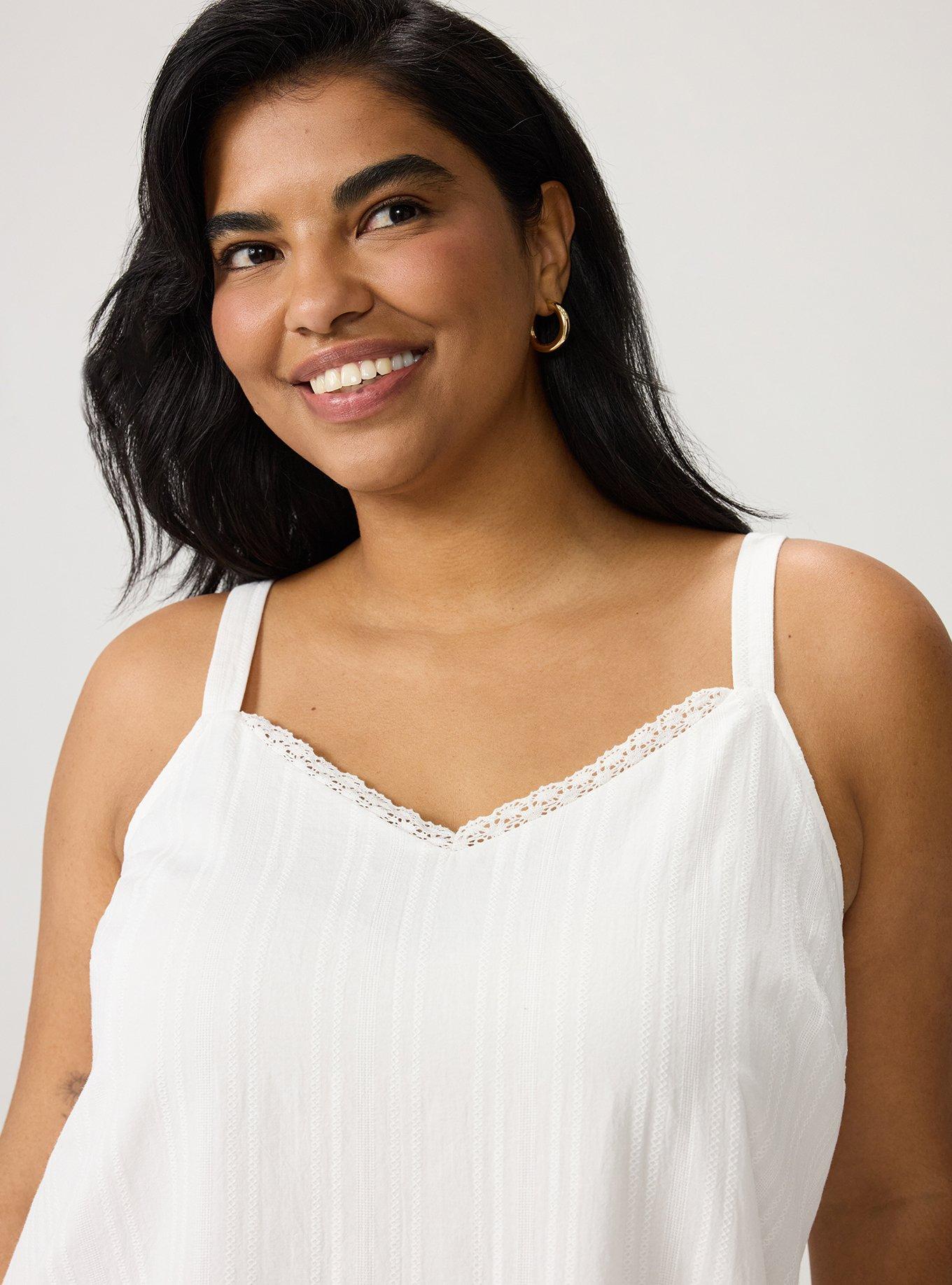Plus Size Drop-Waist Lace-Trim Mini Dress, BLANC DE BLANC, alternate