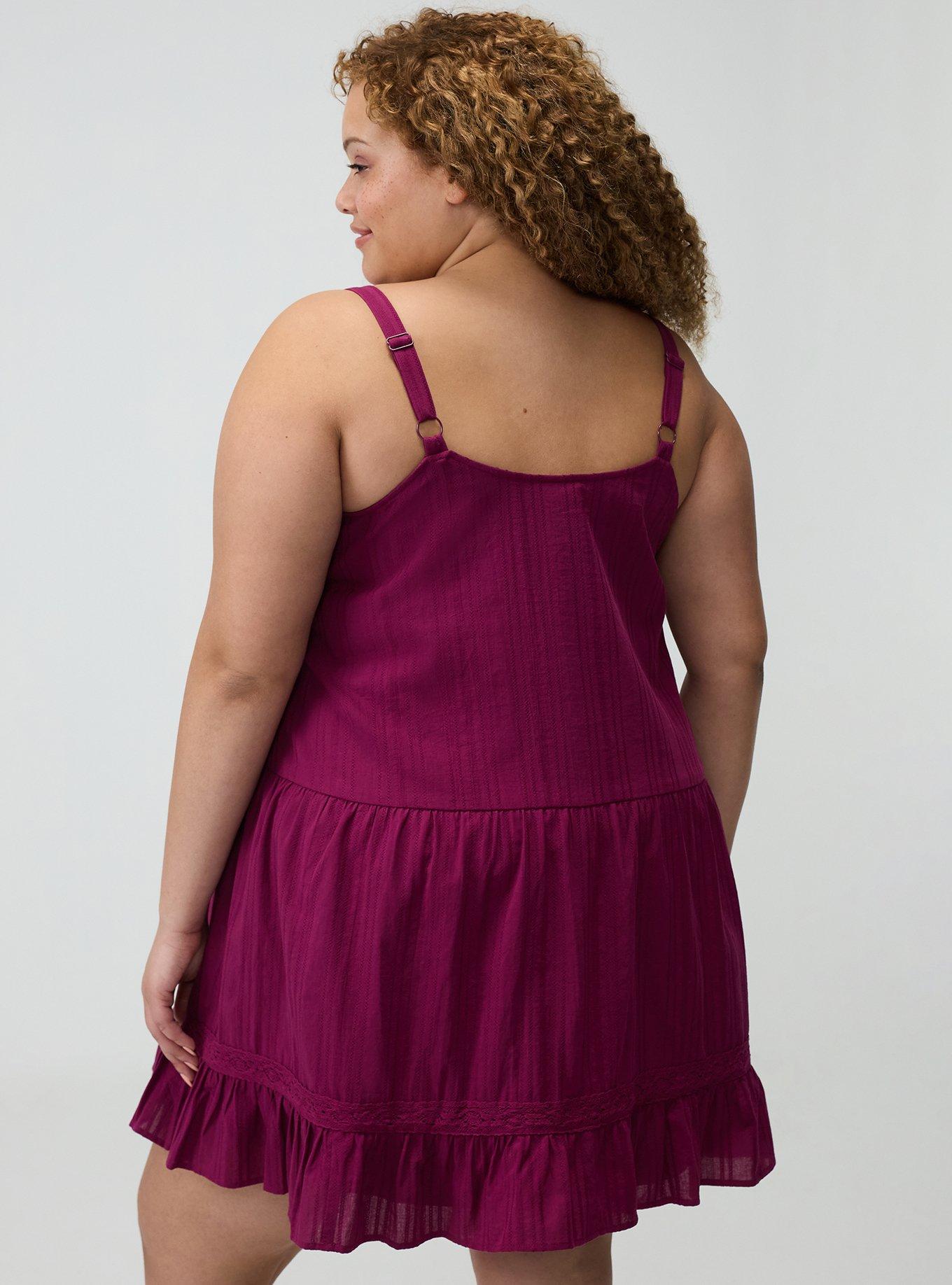 Drop-Waist Lace-Trim Mini Dress, PURPLE POTION, alternate