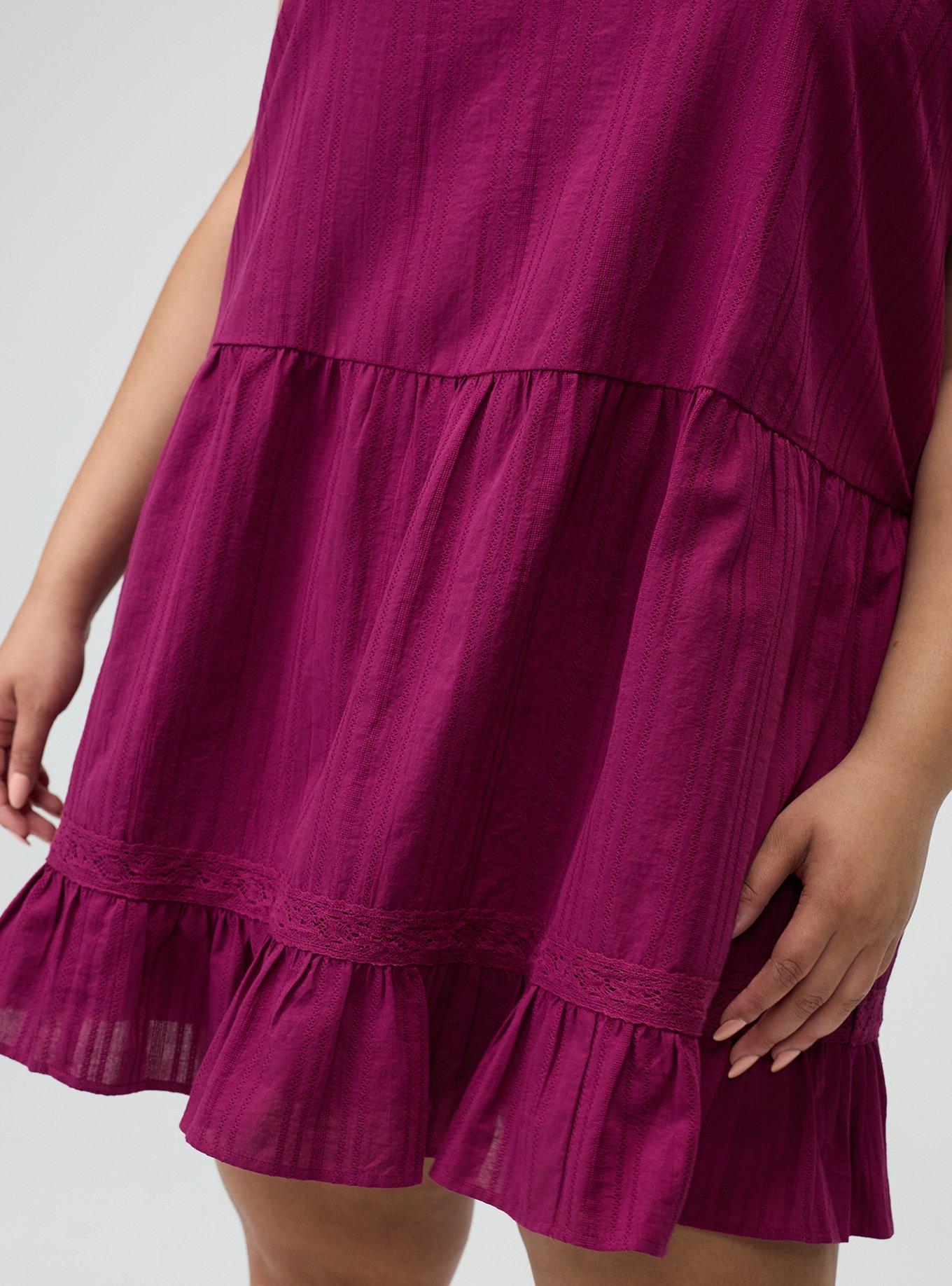 Drop-Waist Lace-Trim Mini Dress, PURPLE POTION, alternate
