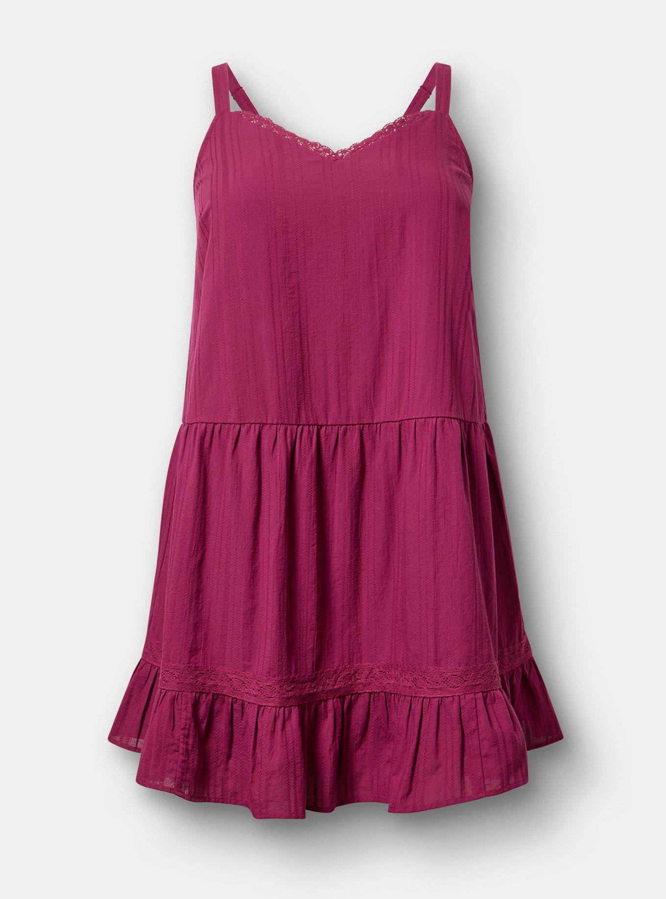 Drop-Waist Lace-Trim Mini Dress, PURPLE POTION, flat