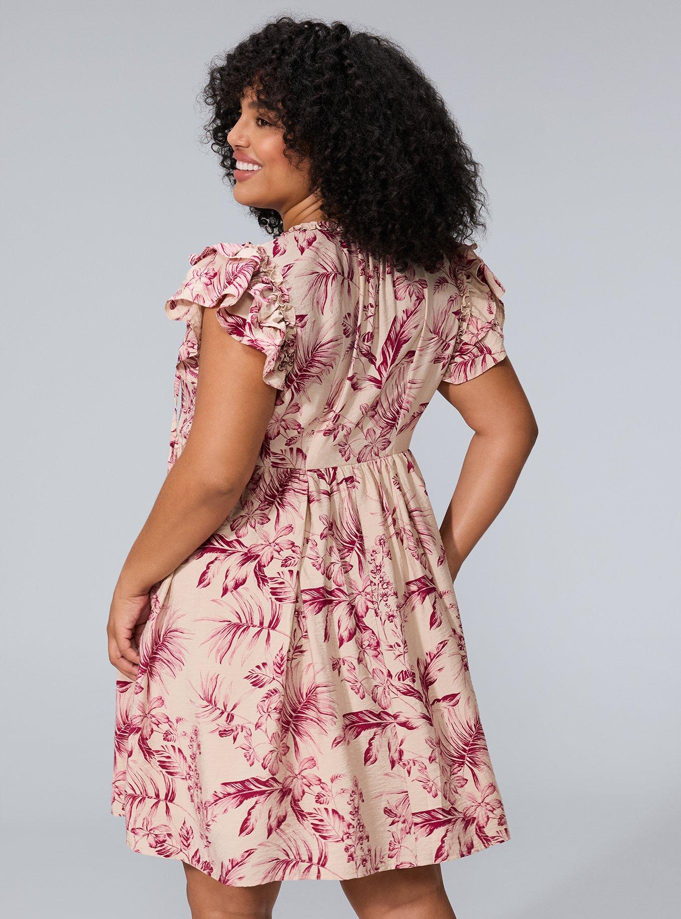 Belle Isle Flutter Sleeve Mini Dress, ISLAND FLORAL FEATHER PINK, alternate