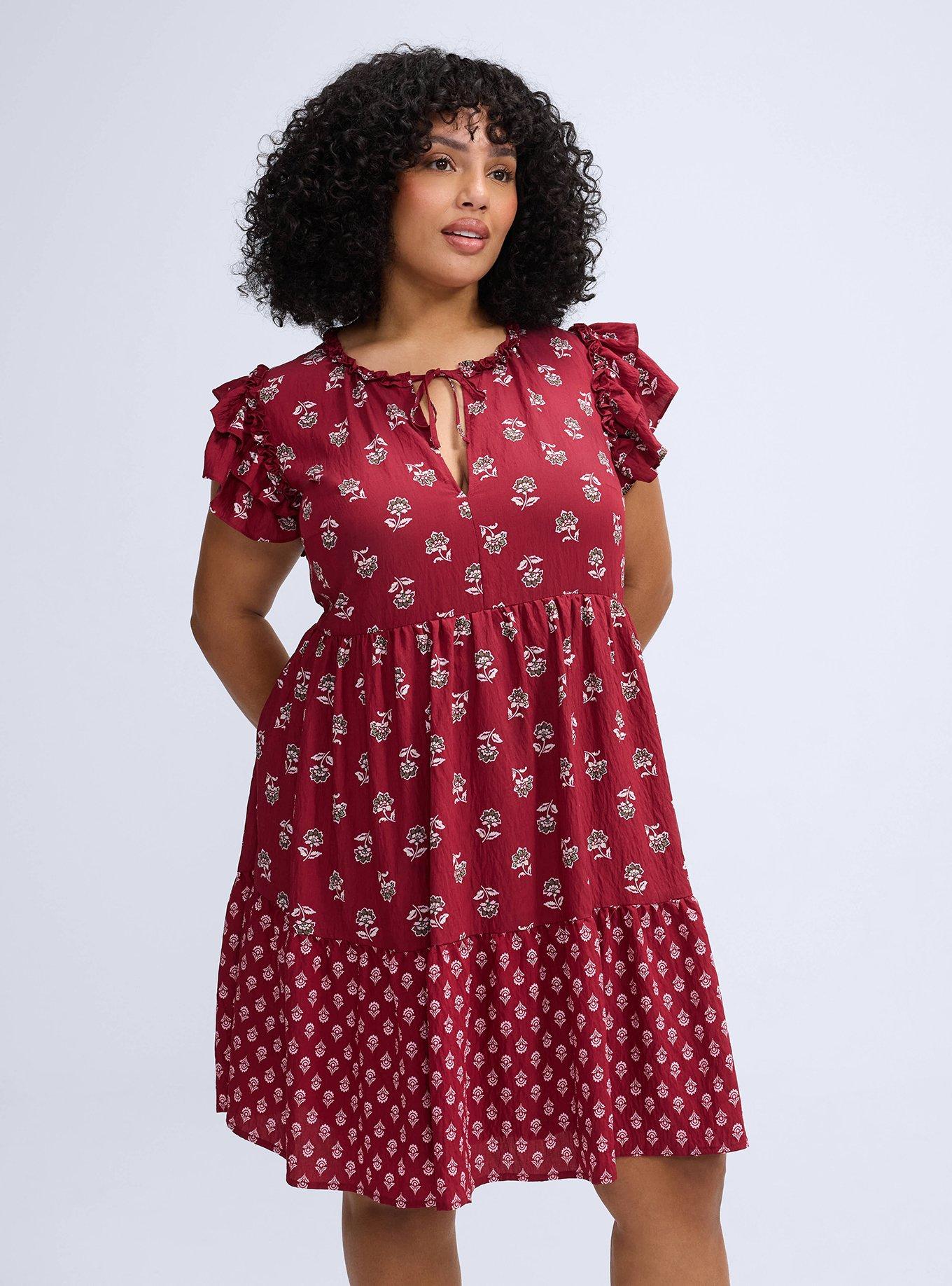 Belle Isle Flutter Sleeve Mini Dress, FAUNA DITSY RED, alternate