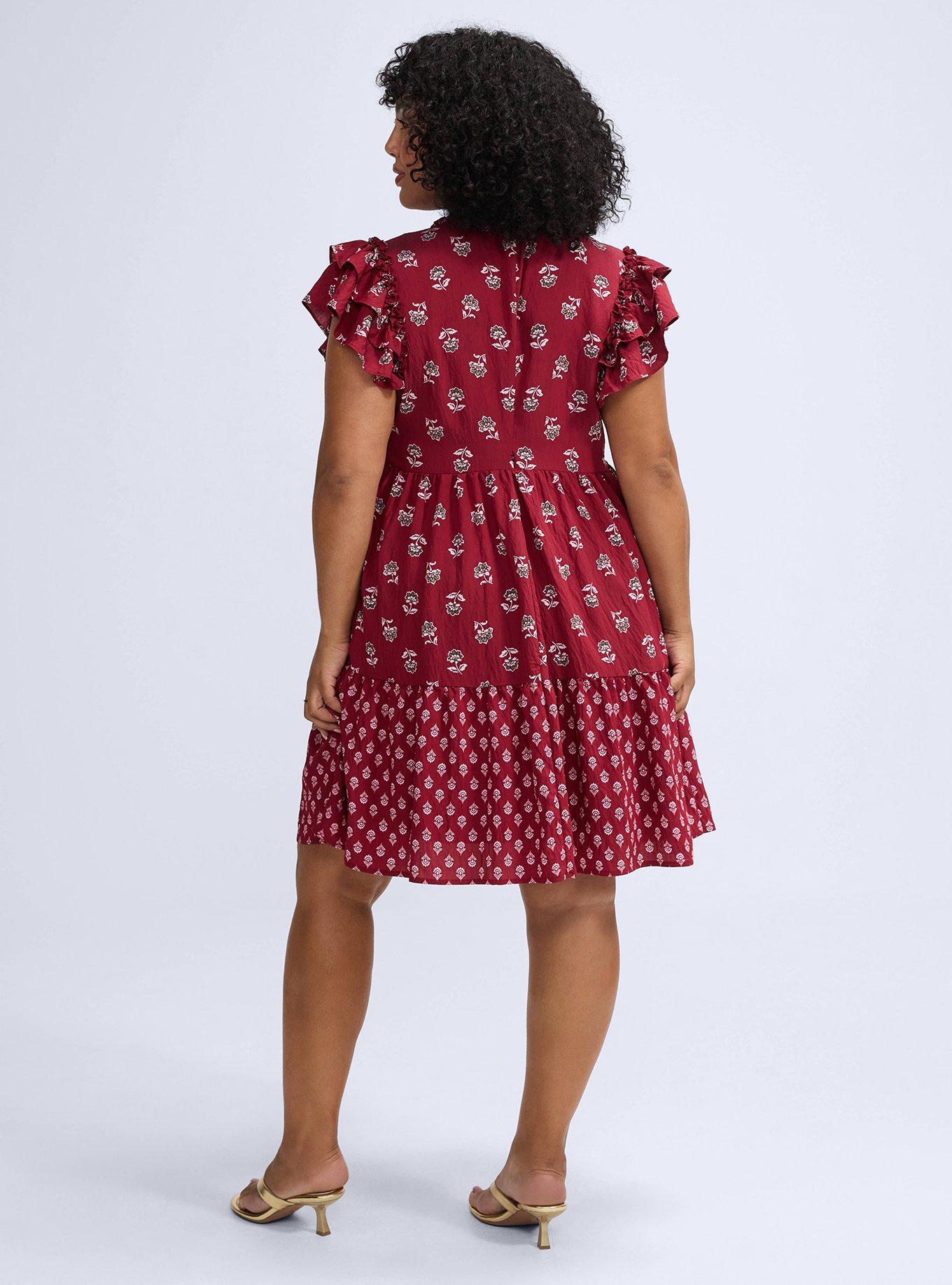 Belle Isle Flutter Sleeve Mini Dress, FAUNA DITSY RED, alternate