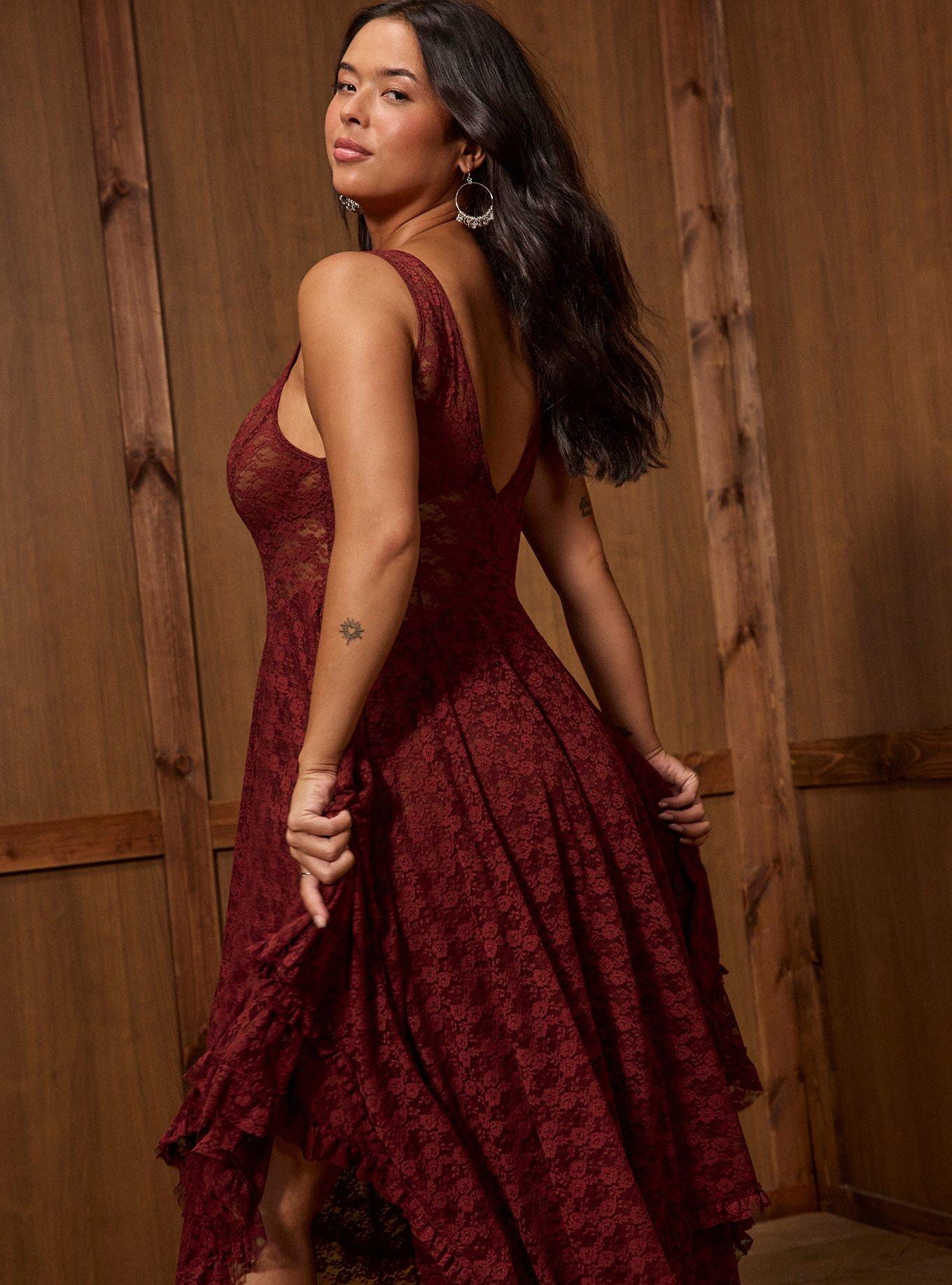 Plus Size - Festi Hanky Hem Lace Maxi Dress - Torrid