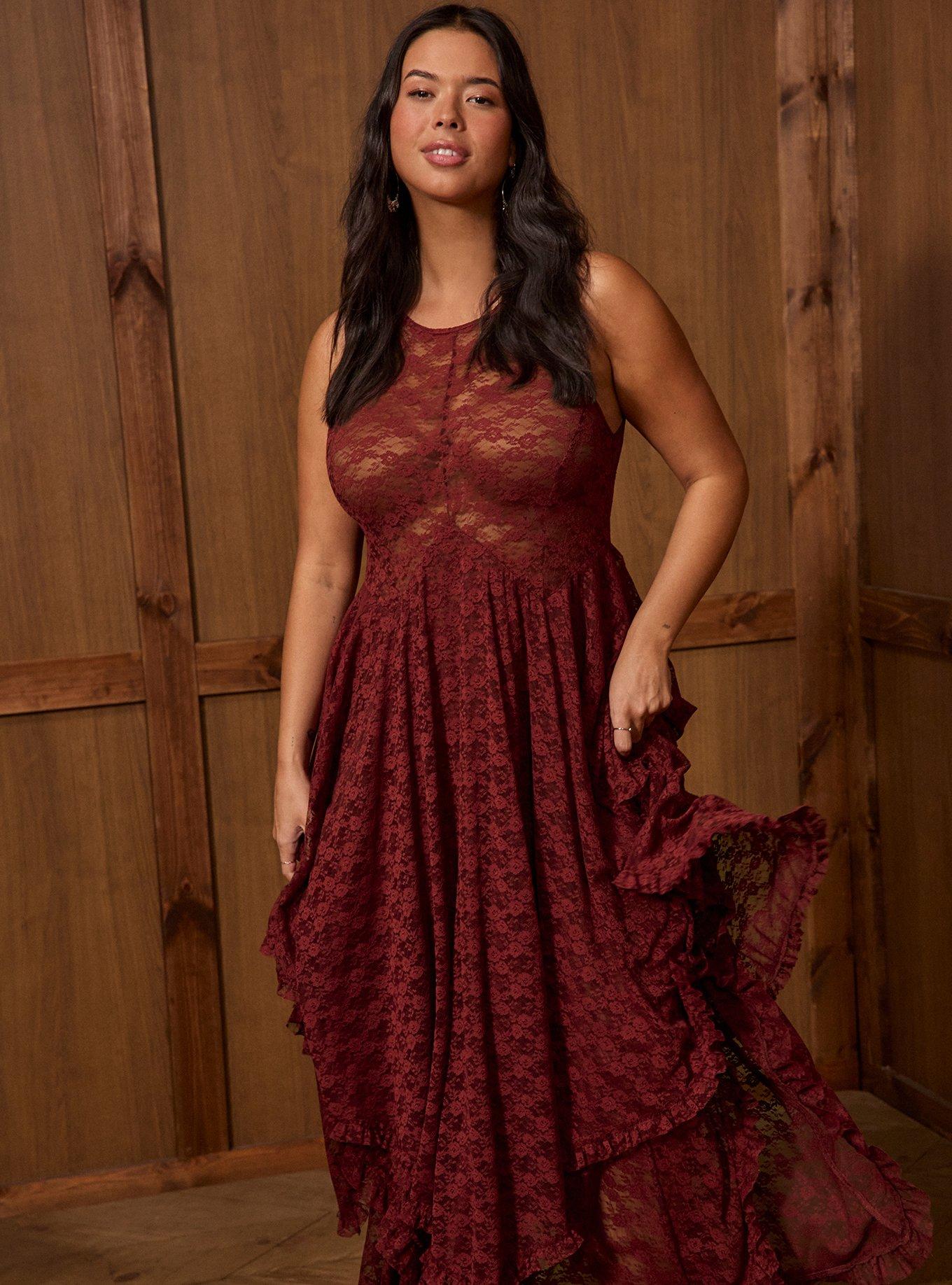 Plus Size - Festi Hanky Hem Lace Maxi Dress - Torrid