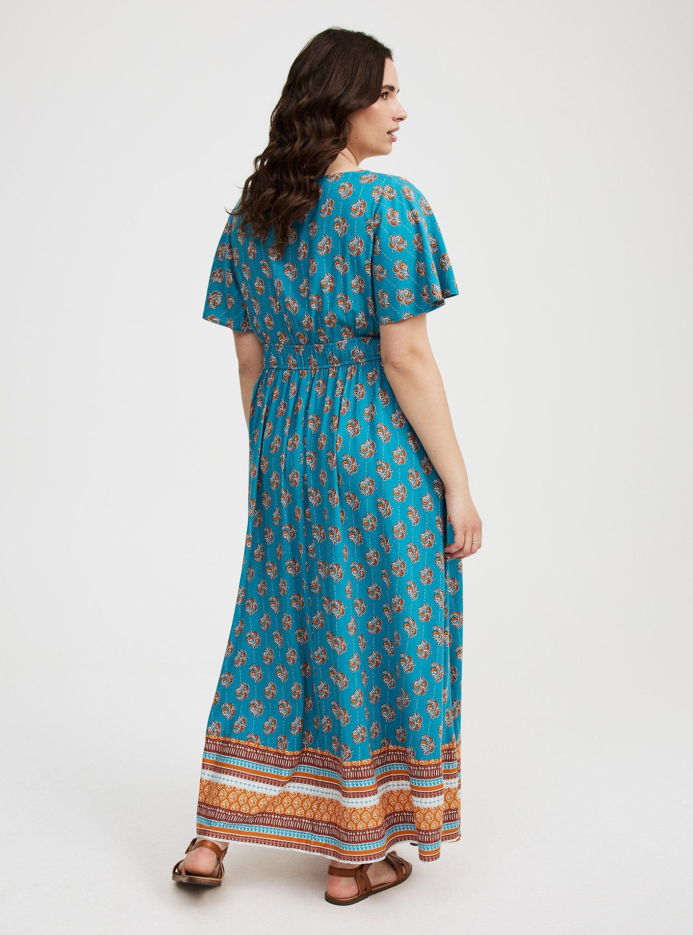 Challis Button-Front Maxi Dress