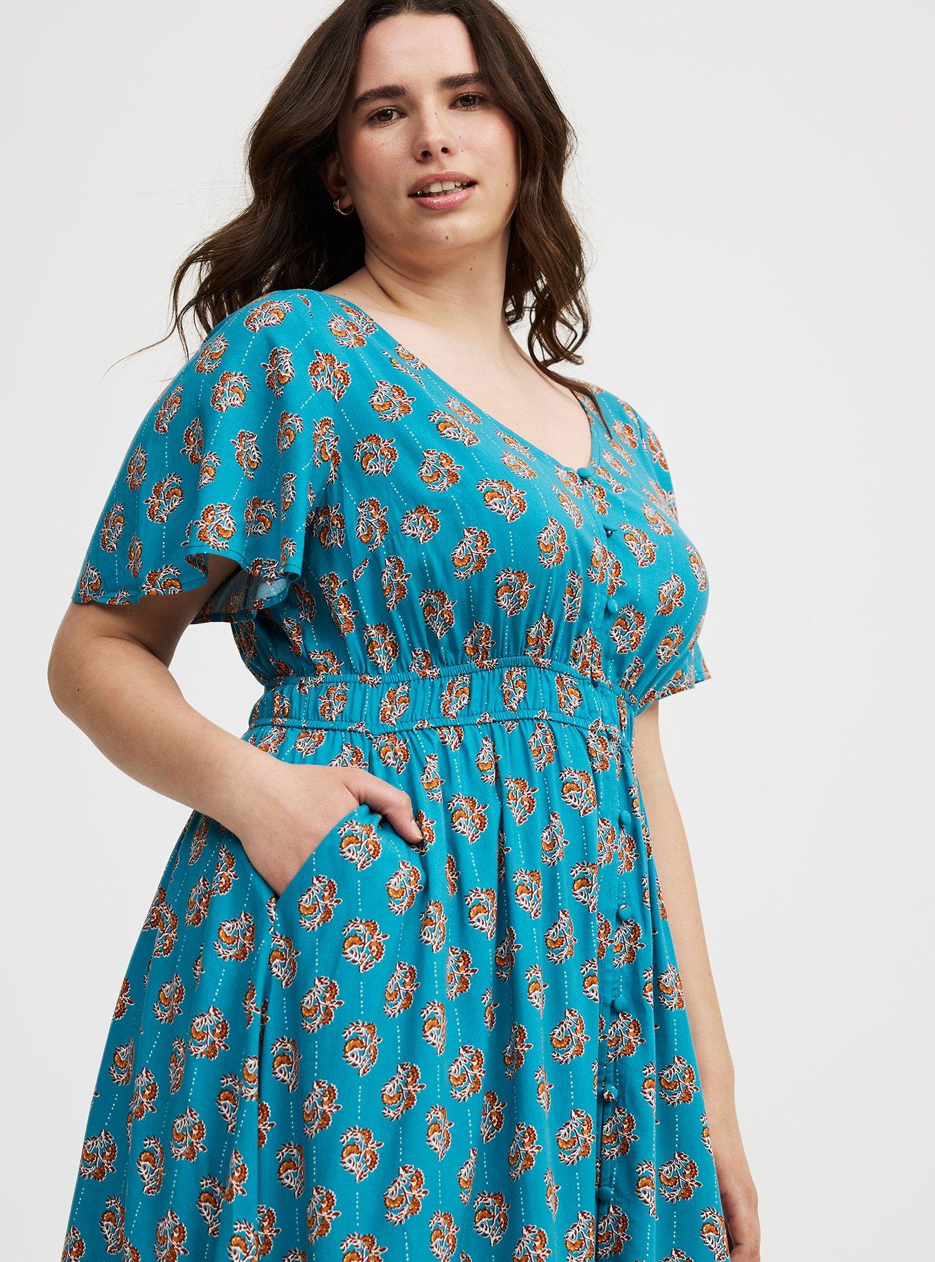 Challis Button-Front Maxi Dress
