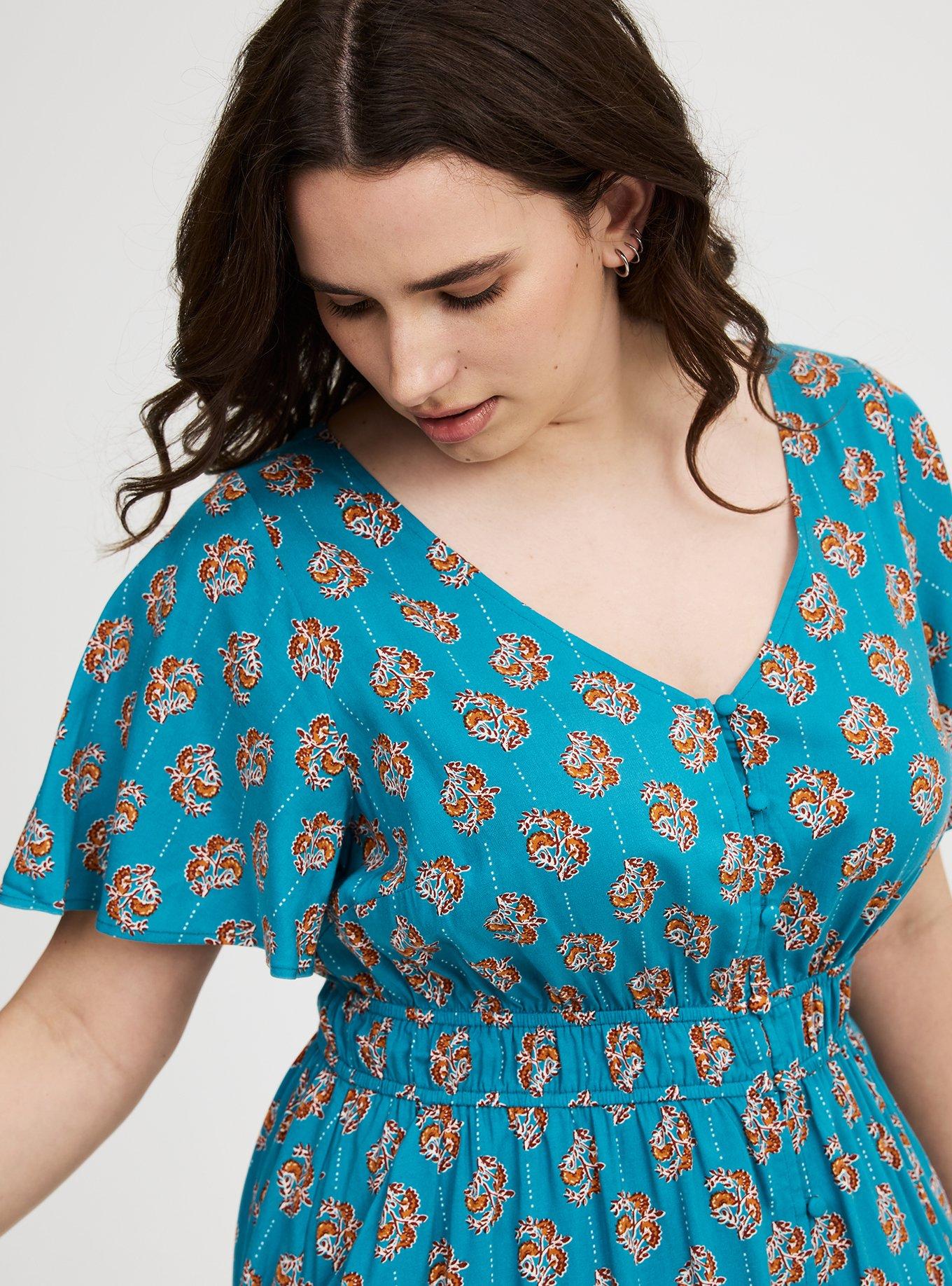 Challis Button-Front Maxi Dress