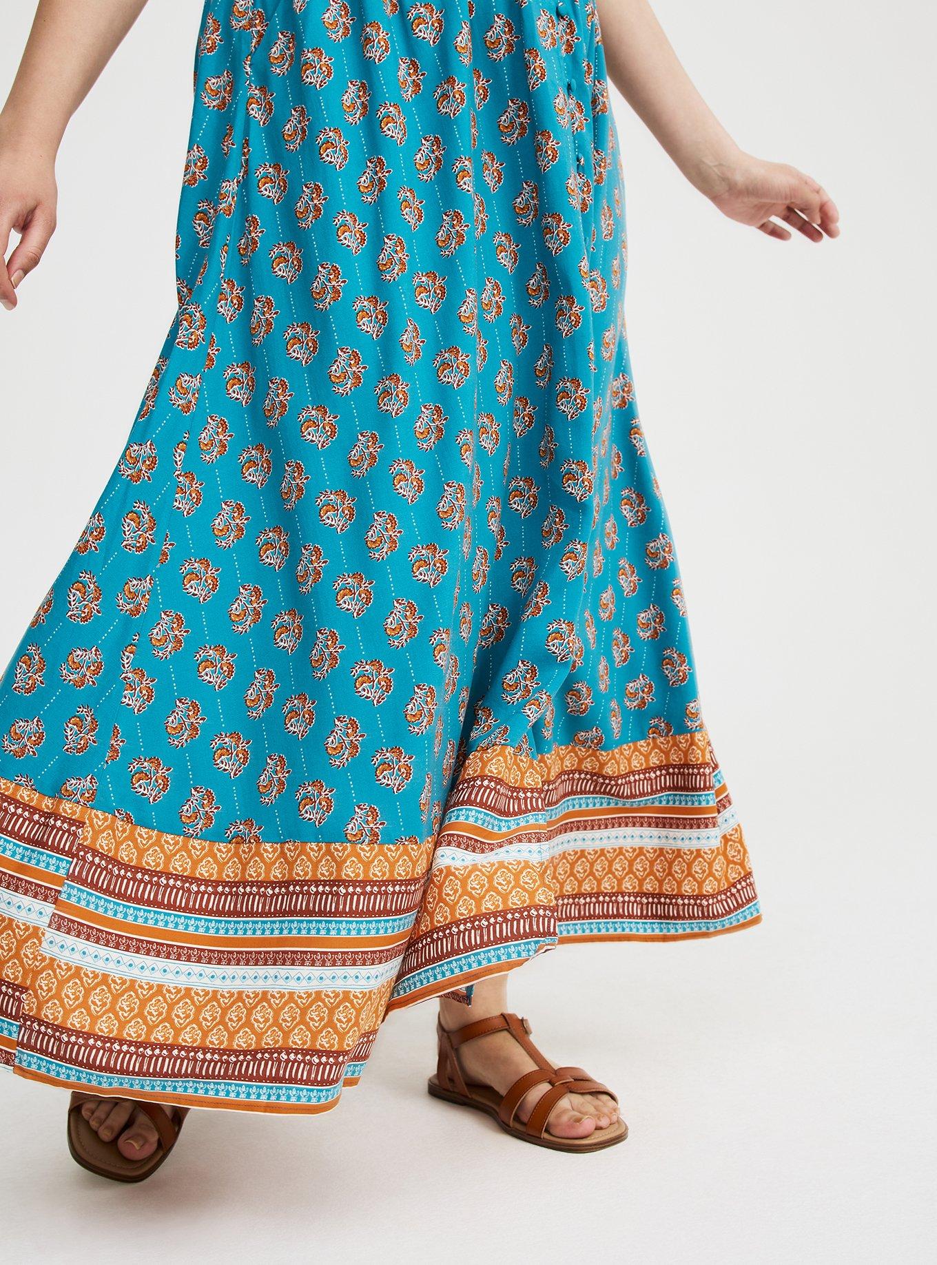Challis Button-Front Maxi Dress