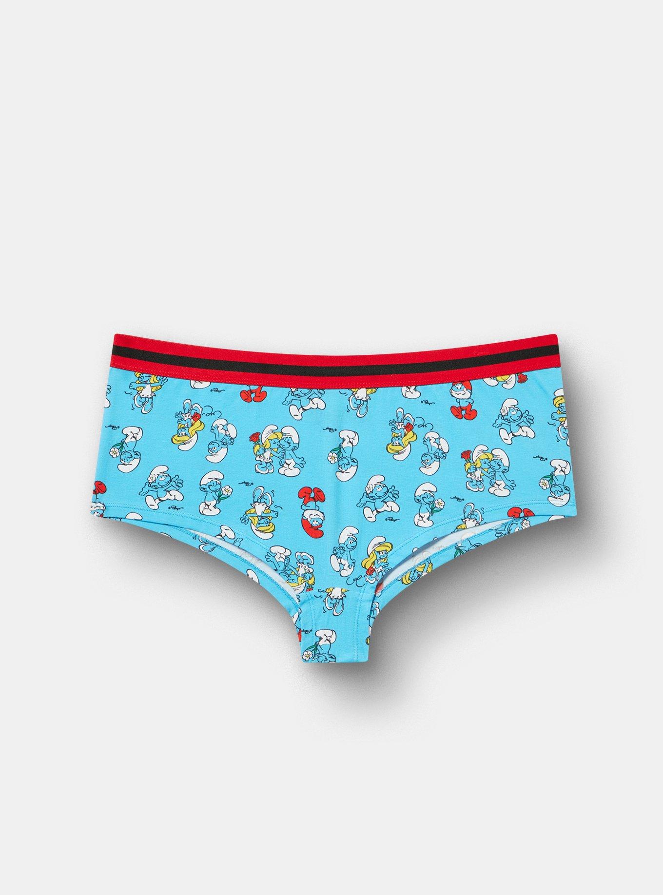 Plus Size Smurfs Mid-Rise Cotton Boyshort Panty, MULTI, hi-res