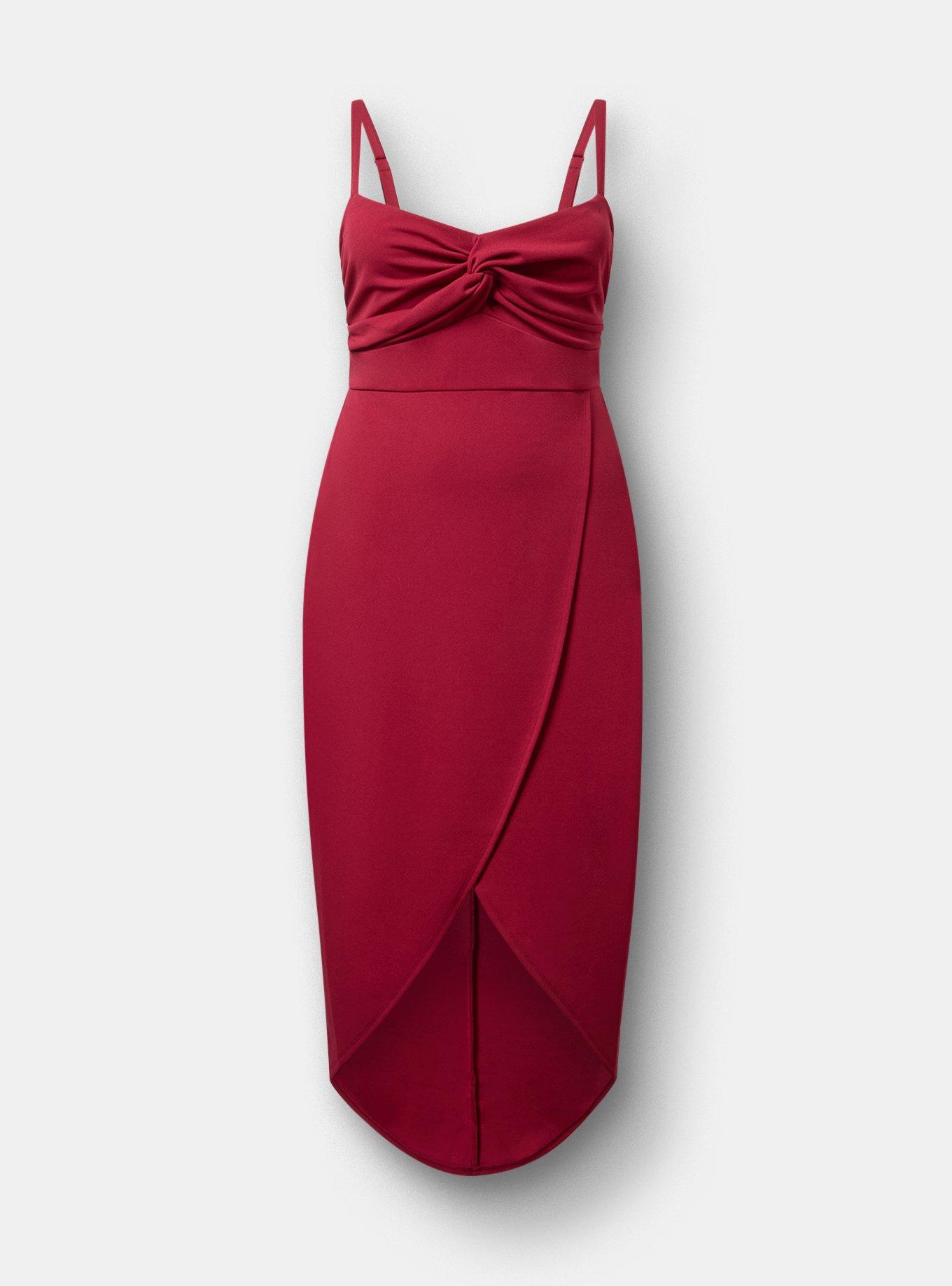 Twist-Front Midi Dress, RUMBA RED, hi-res
