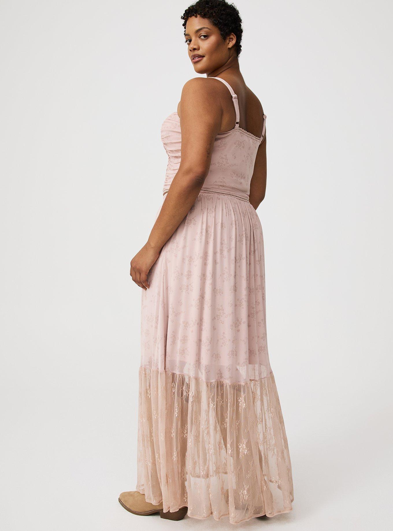 Plus Size - Mesh & Lace Tiered Maxi Skirt Set - Torrid