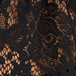 Plus Size Lace Peplum Long-Sleeve Top, DEEP BLACK, swatch