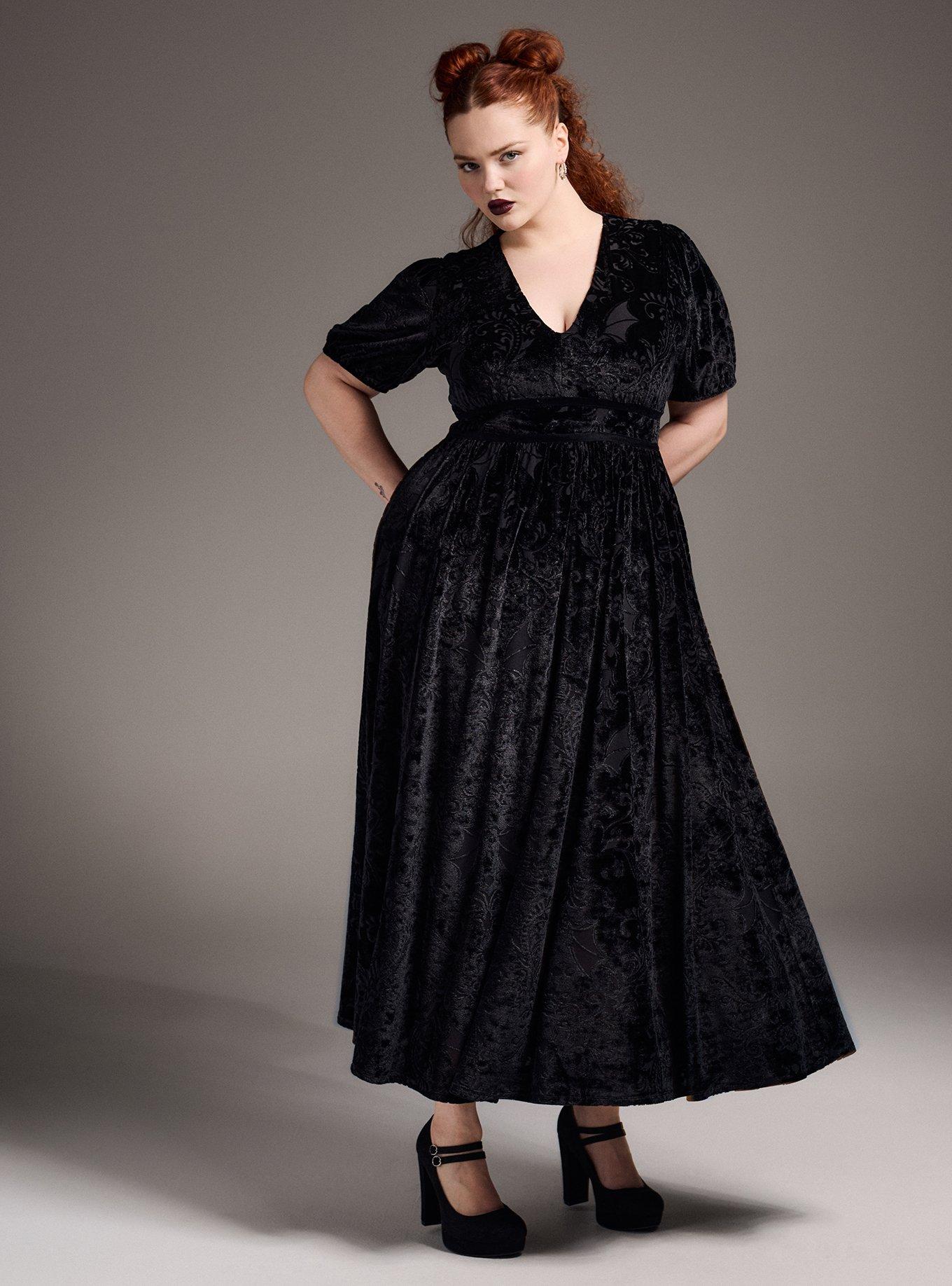 Plus Size - Nightfall Tiered Burnout Velour Maxi Dress - Torrid