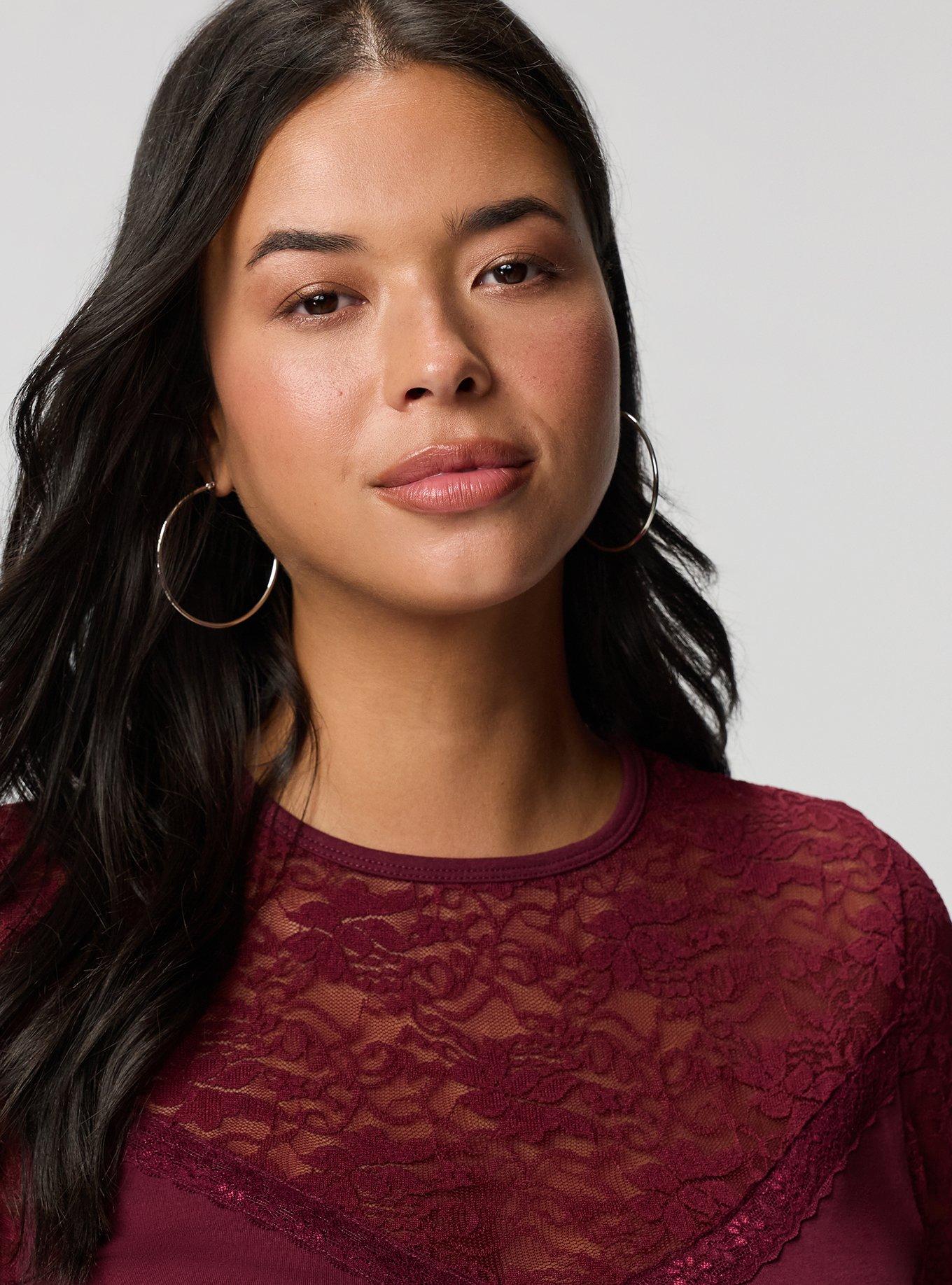 Foxy Lace Crew Top, MAROON BANNER, alternate