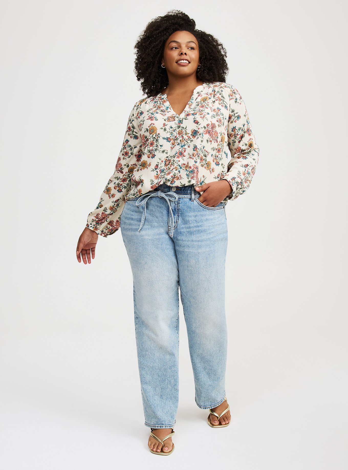 Plus Size - Harper Crinkle Gauze Long Sleeve Blouse - Torrid