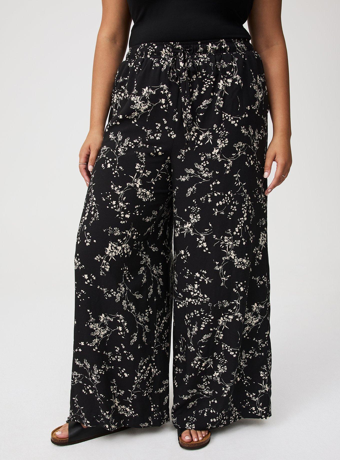 Wide Leg High-Rise Challis Pant