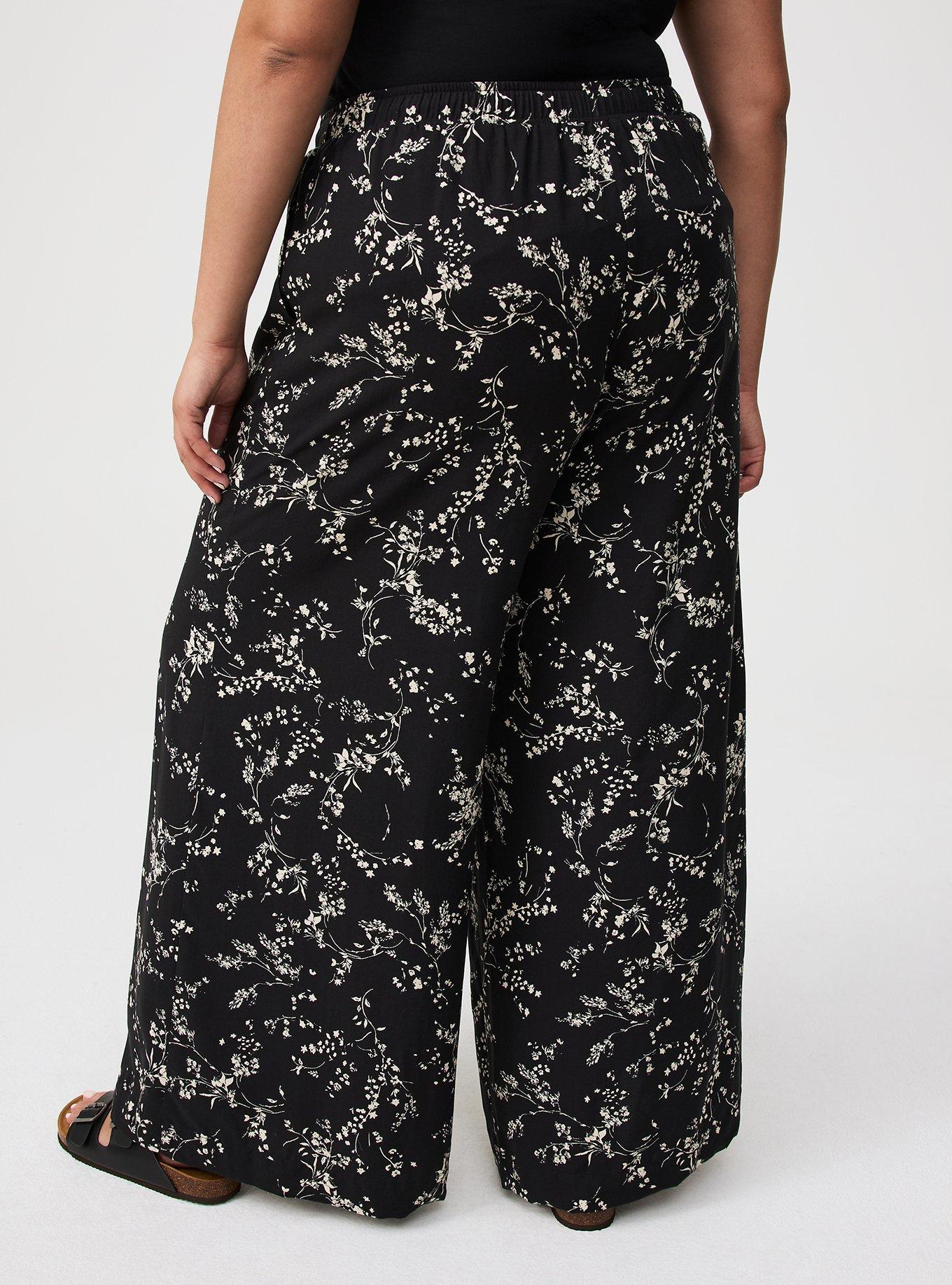 Wide Leg High-Rise Challis Pant