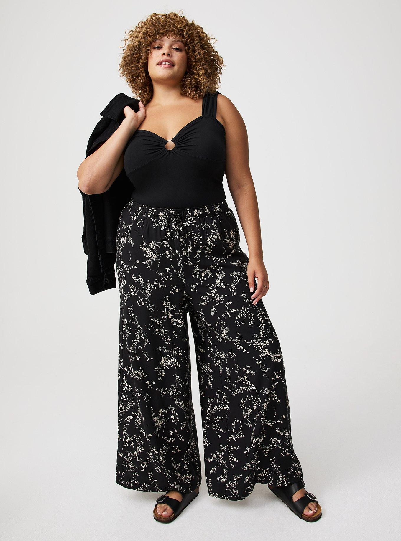 Wide Leg High-Rise Challis Pant
